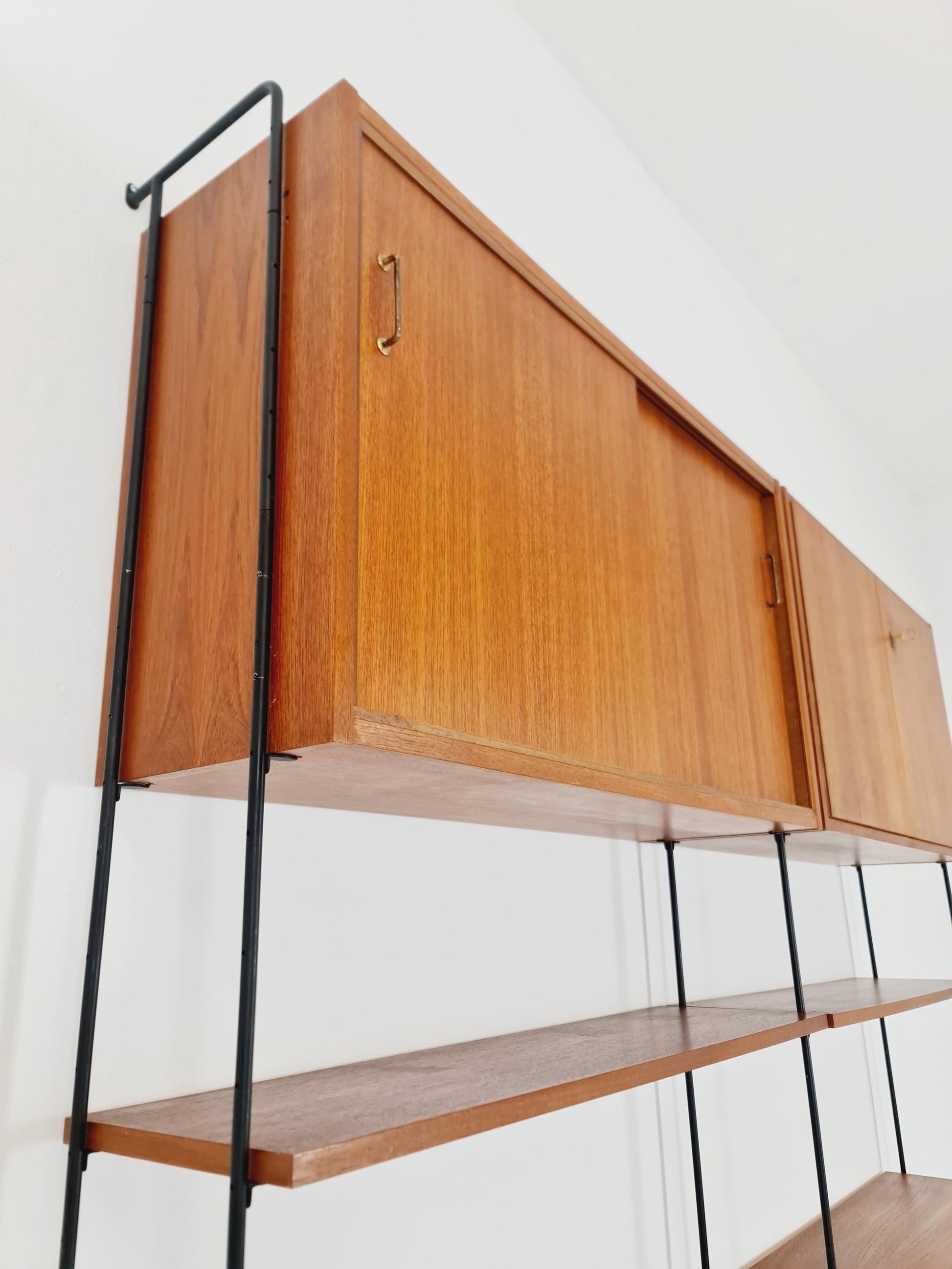 Mid century teak wall shelving unit by Hilker for Omnia, Germany, 1960s