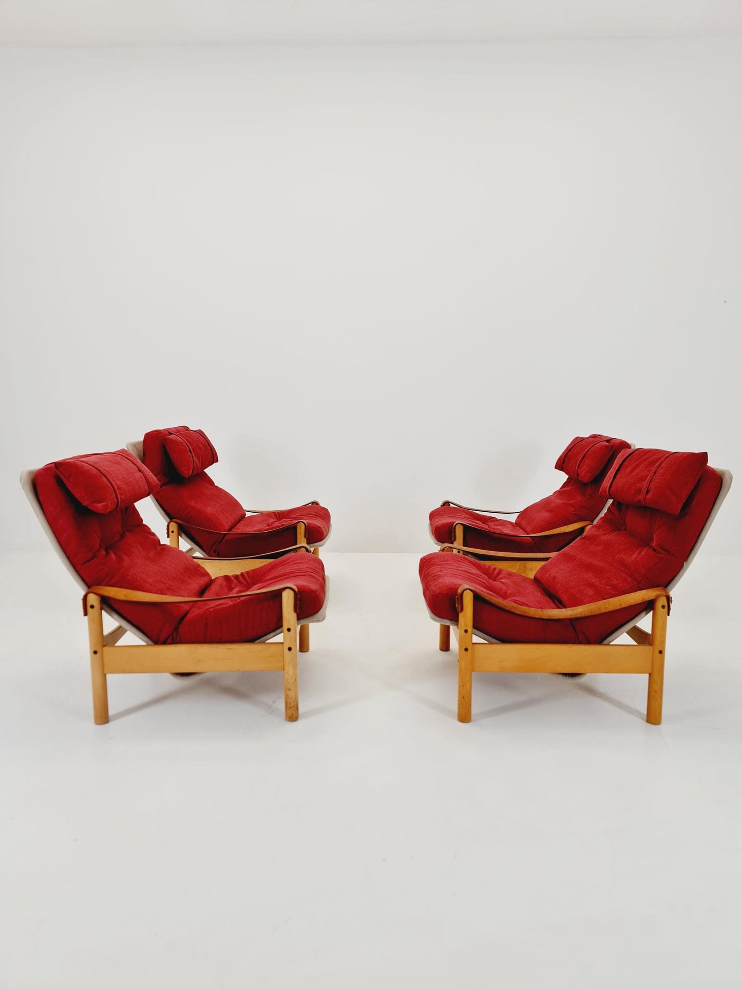 Mid-century vintage Safari Leather lounge chairs by Nili Stoppmobler denmark , 1970s Set of 4