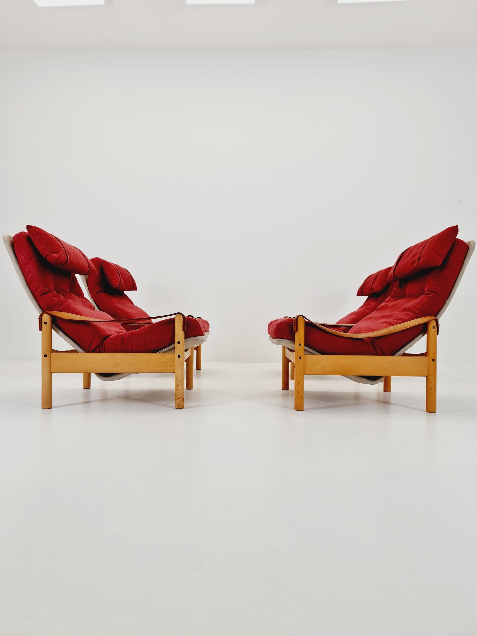 Mid-century vintage Safari Leather lounge chairs by Nili Stoppmobler denmark , 1970s Set of 4