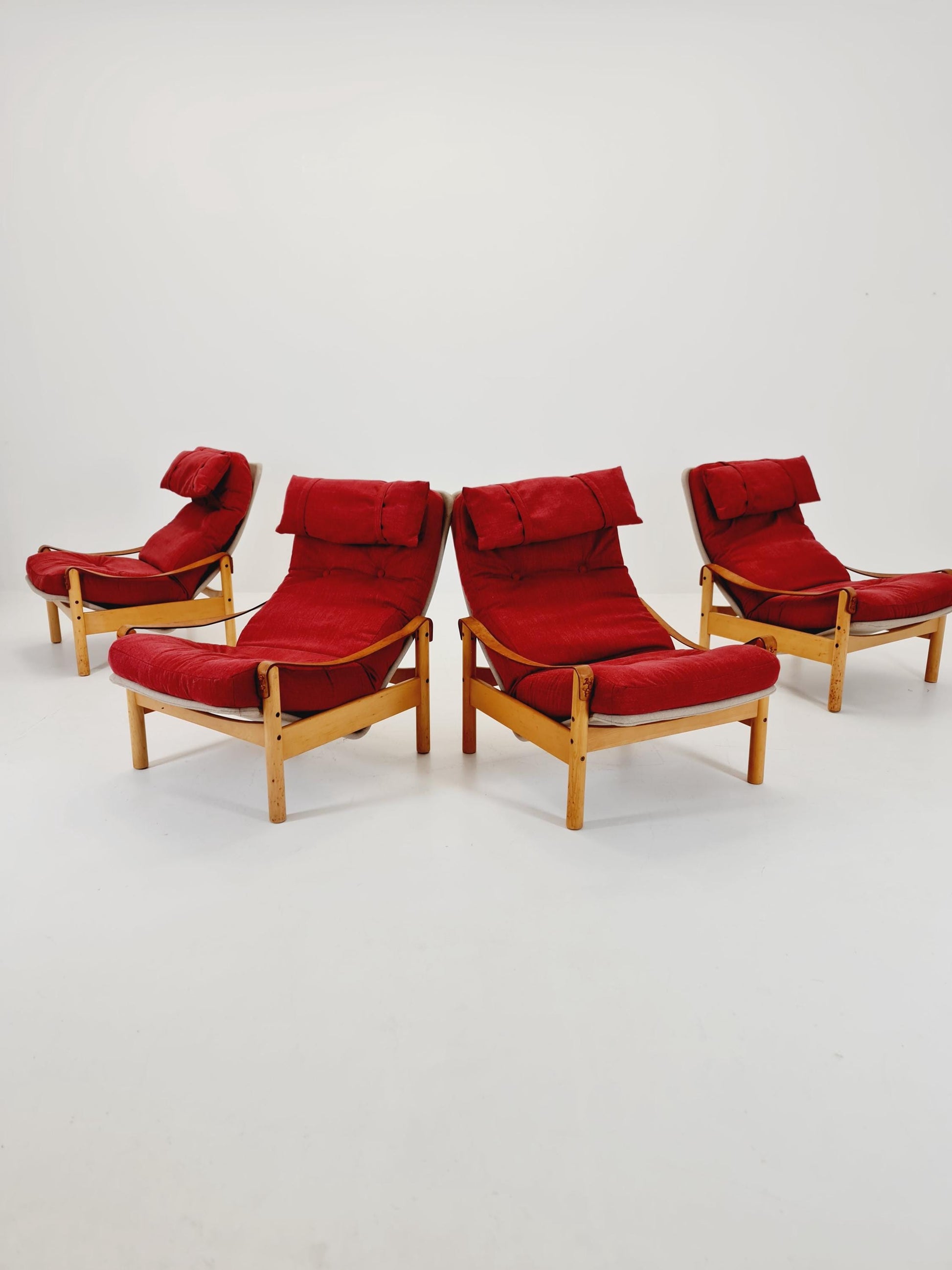 Mid-century vintage Safari Leather lounge chairs by Nili Stoppmobler denmark , 1970s Set of 4