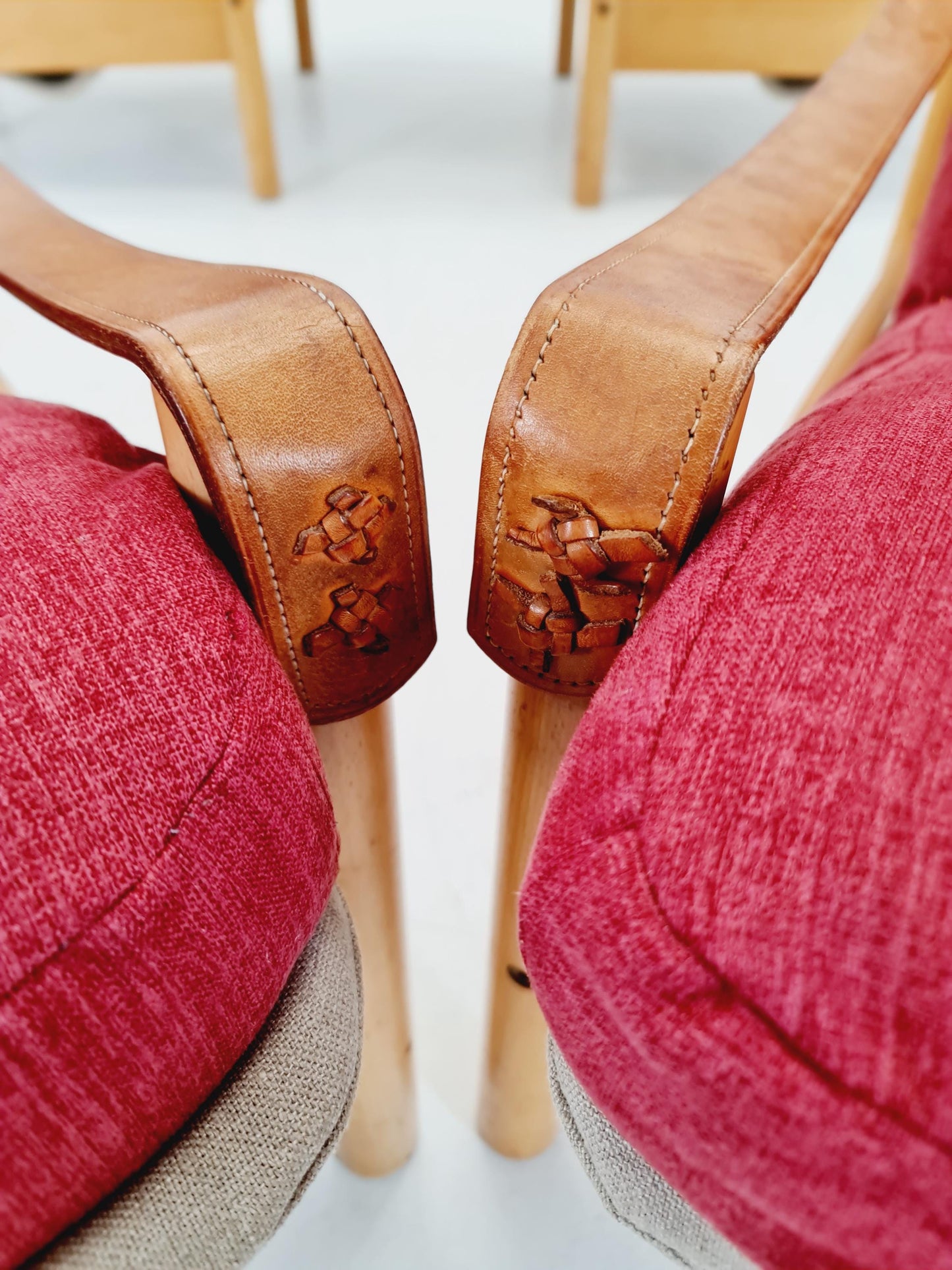 Mid-century vintage Safari Leather lounge chairs by Nili Stoppmobler denmark , 1970s Set of 4