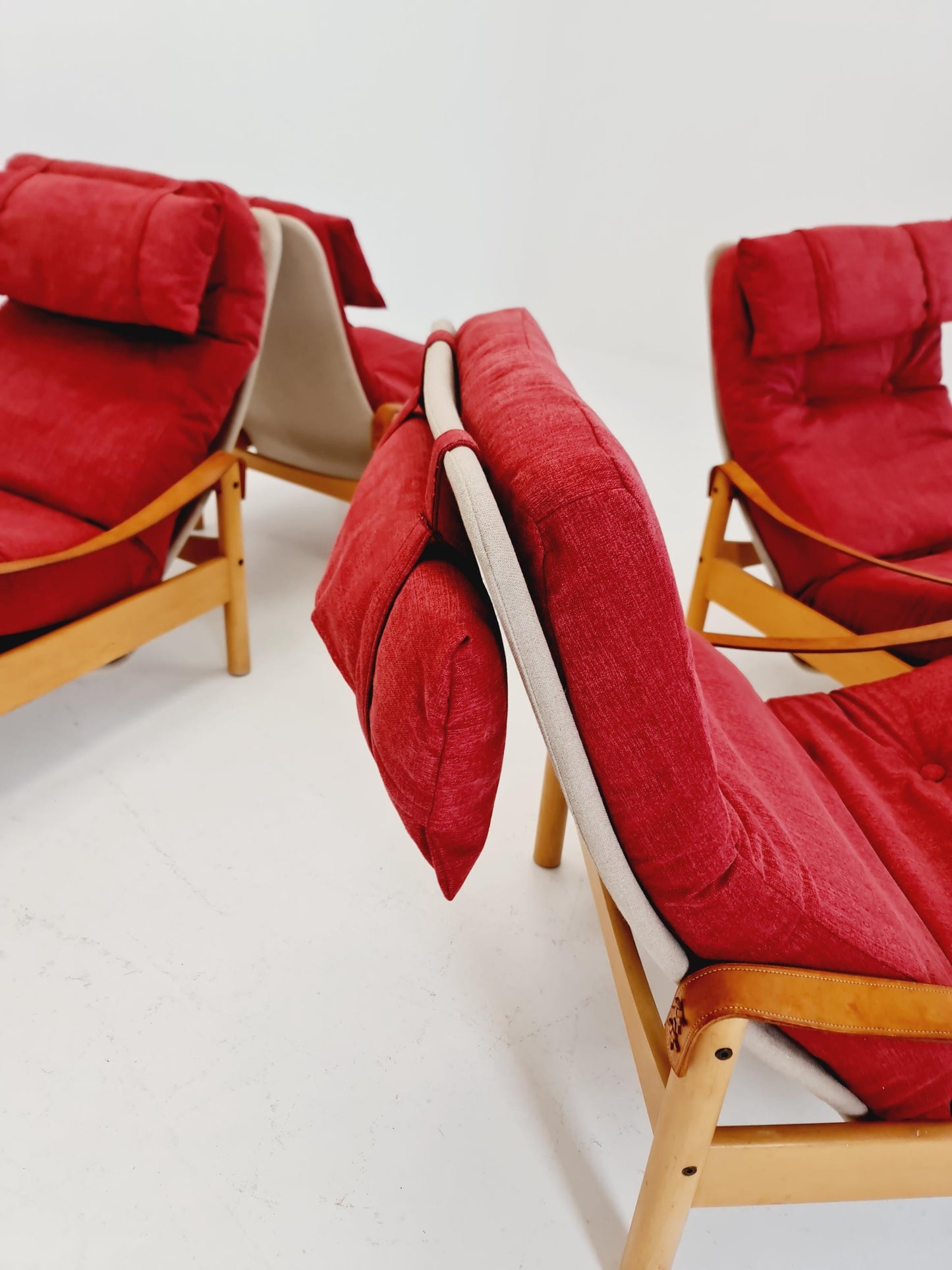 Mid-century vintage Safari Leather lounge chairs by Nili Stoppmobler denmark , 1970s Set of 4