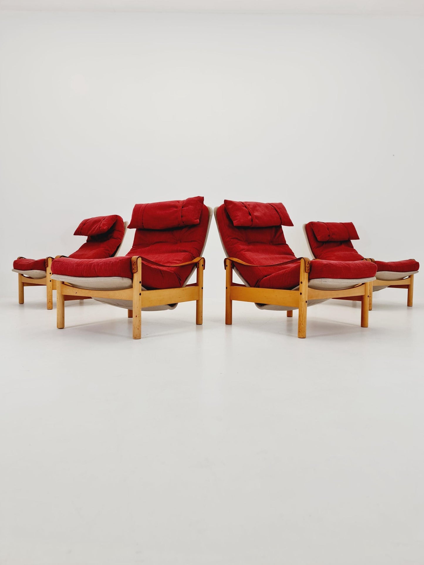 Mid-century vintage Safari Leather lounge chairs by Nili Stoppmobler denmark , 1970s Set of 4
