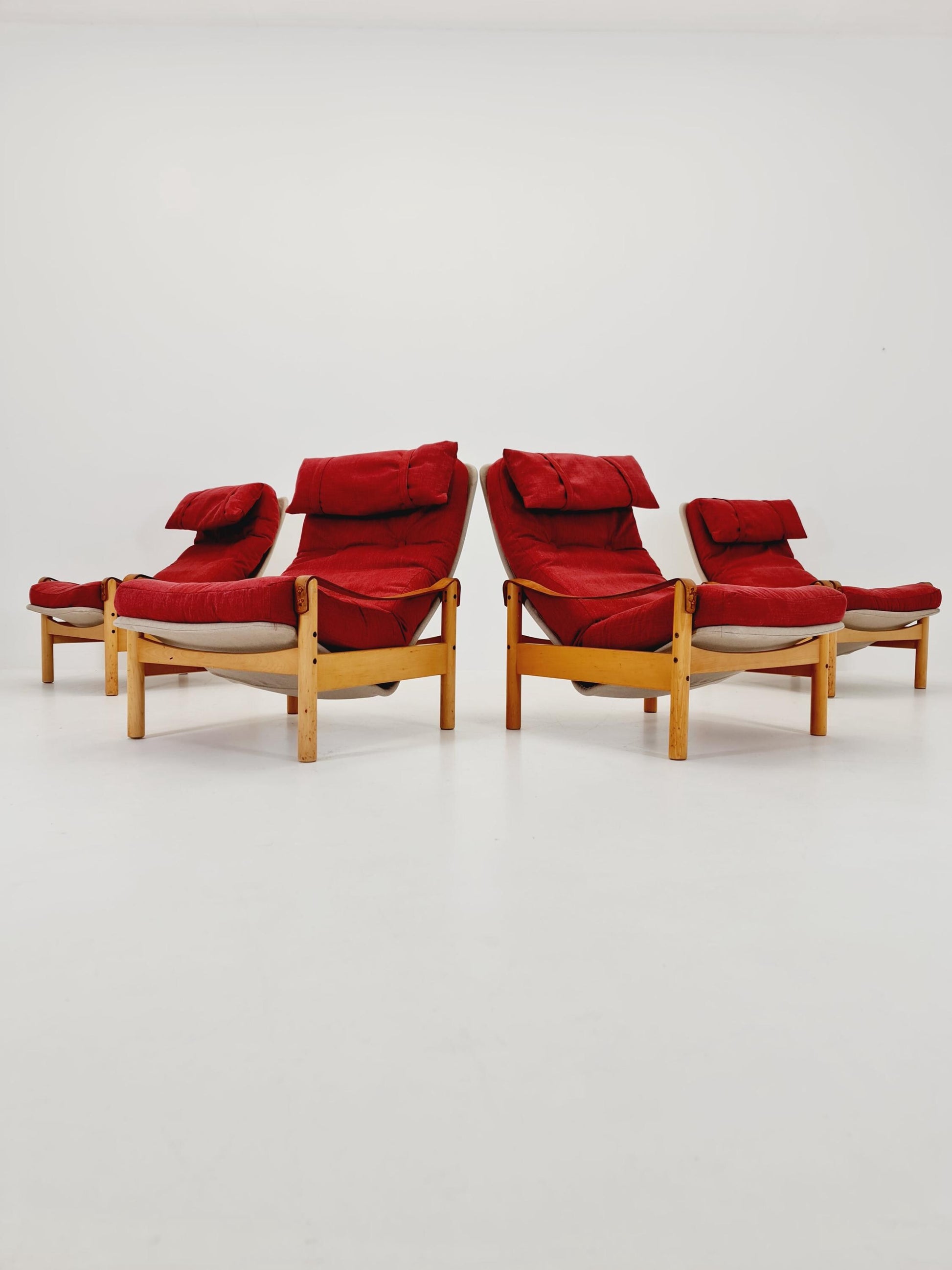 Mid-century vintage Safari Leather lounge chairs by Nili Stoppmobler denmark , 1970s Set of 4