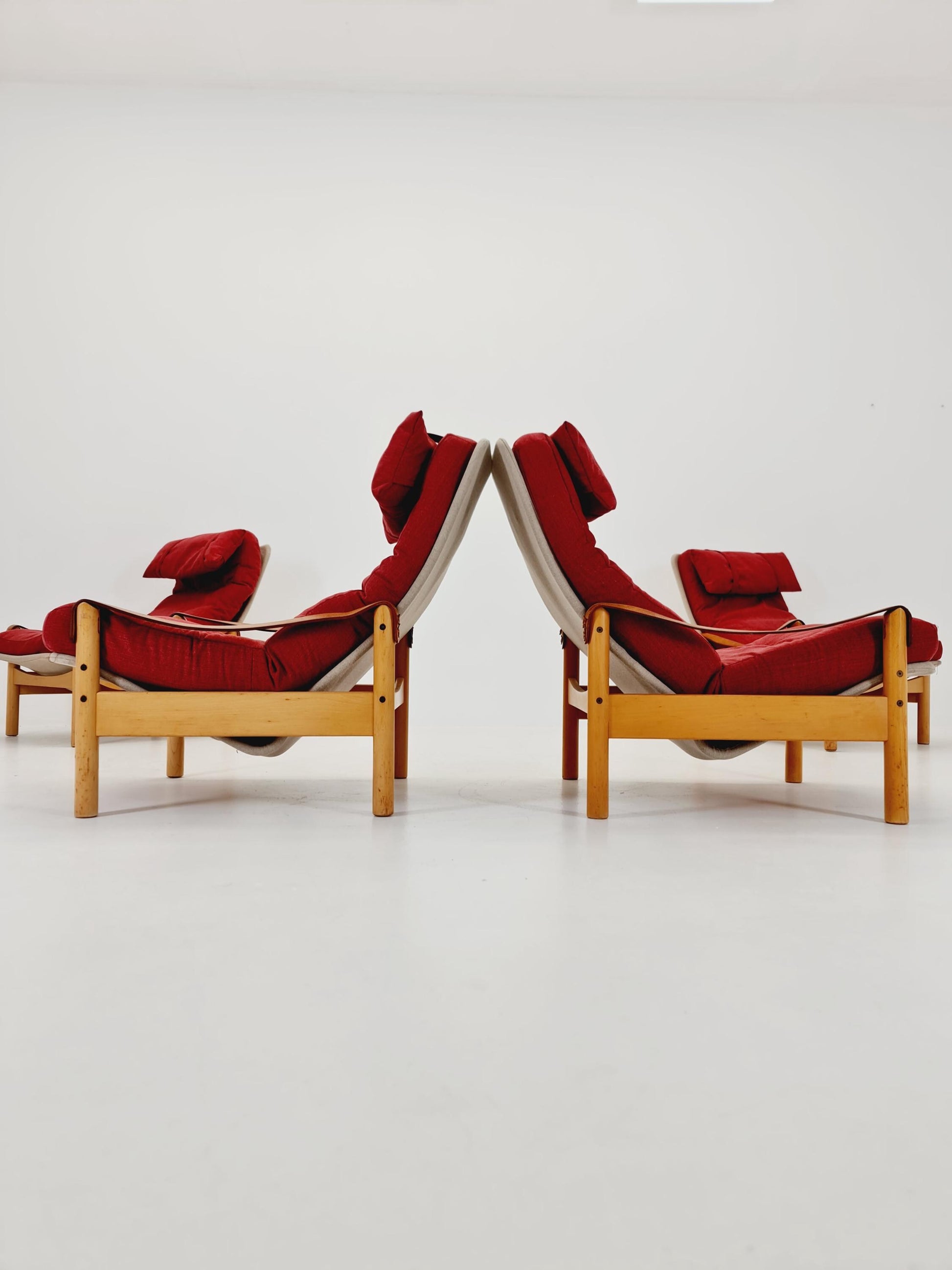 Mid-century vintage Safari Leather lounge chairs by Nili Stoppmobler denmark , 1970s Set of 4