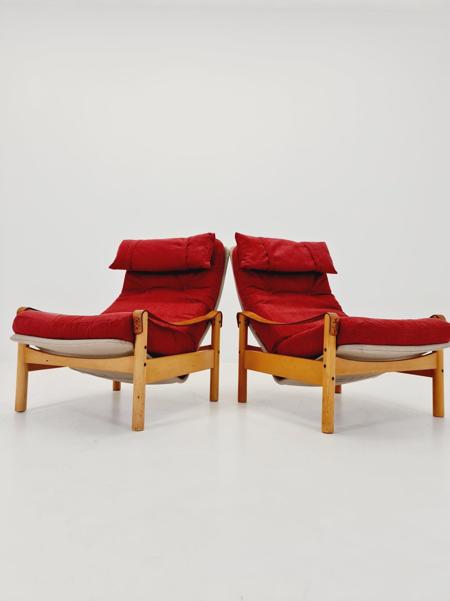 Mid-century vintage Safari Leather lounge chairs by Nili Stoppmobler denmark , 1970s Set of 2