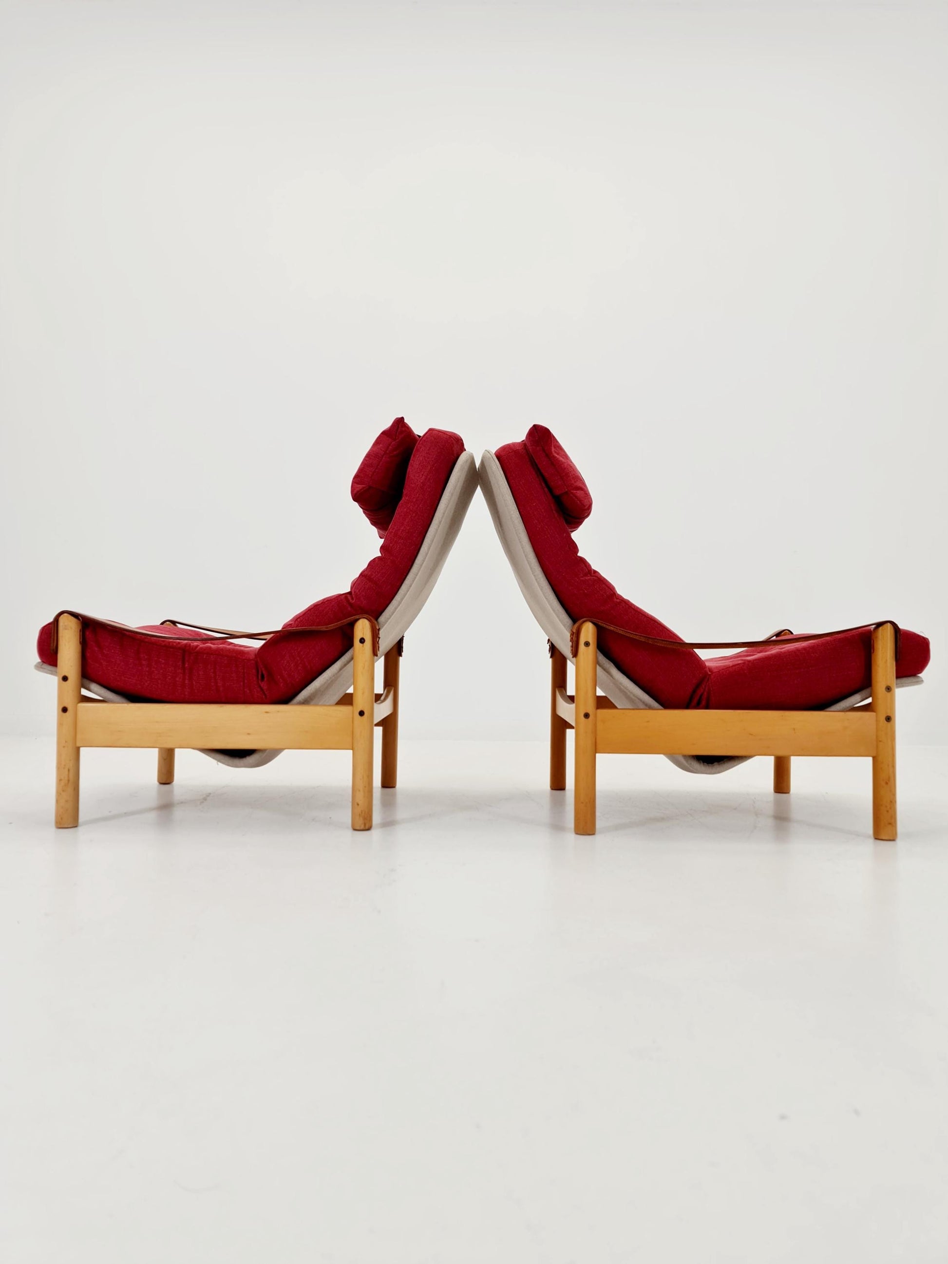 Mid-century vintage Safari Leather lounge chairs by Nili Stoppmobler denmark , 1970s Set of 2