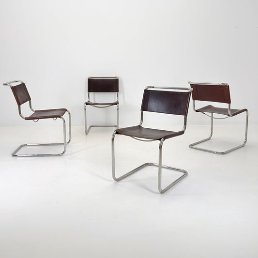 Set of 4 Original Bauhaus S33 Chairs by Mart Stam & Marcel Breuer for Thonet, 1980s Germany