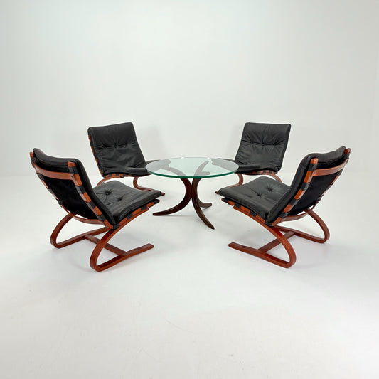 1of 4 Mid century Kangu Lounge Chairs by Elsa Solheim and Nordahl Solheim for Rybo 1970s
