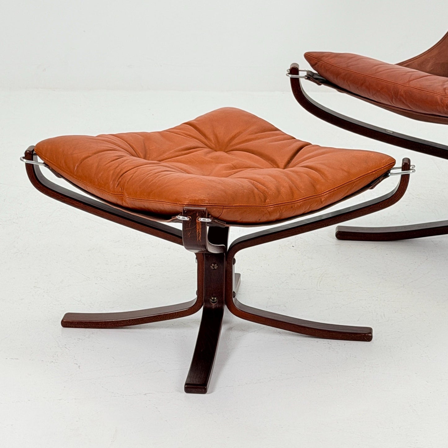 Mid century Falcon Lounge chair and footstool by Sigurd Ressell for Vatne Møbler, 1970s, set of 2