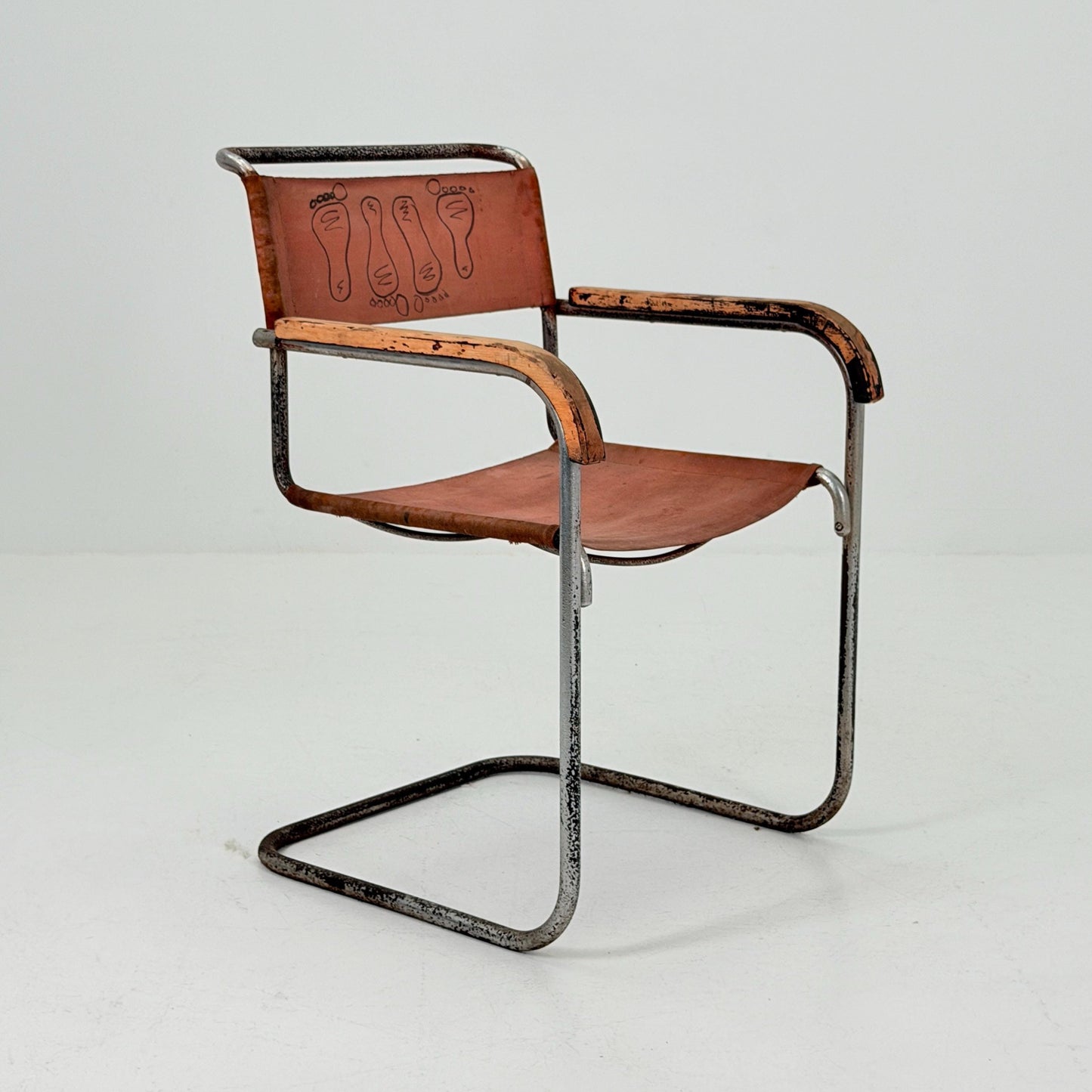 Rare Original Marcel Breuer B34 Bauhaus armChair for Gebrüder Thonet Austria 1930s
