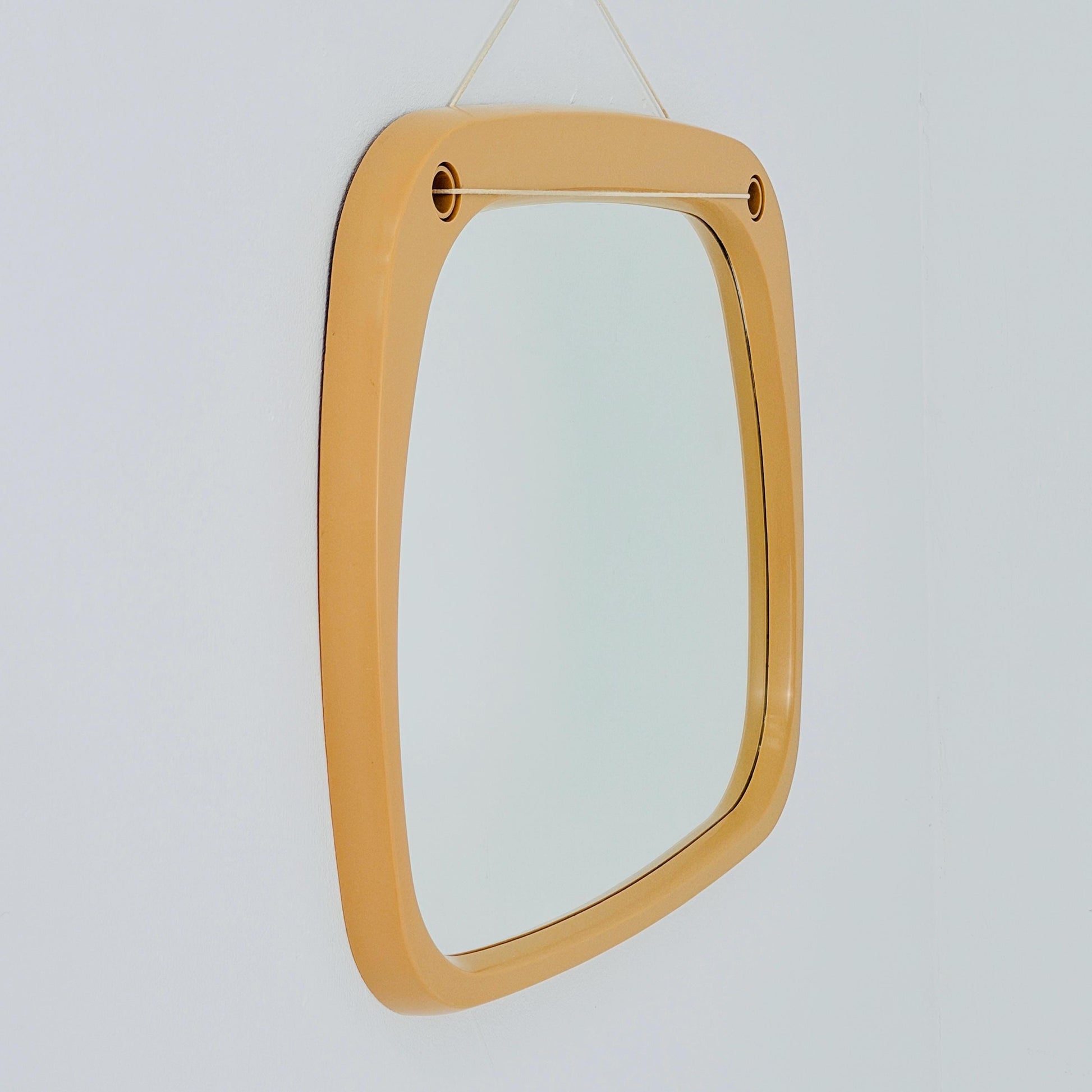Mid century large Space age beige /white plastic wall mirror 1970s Germany