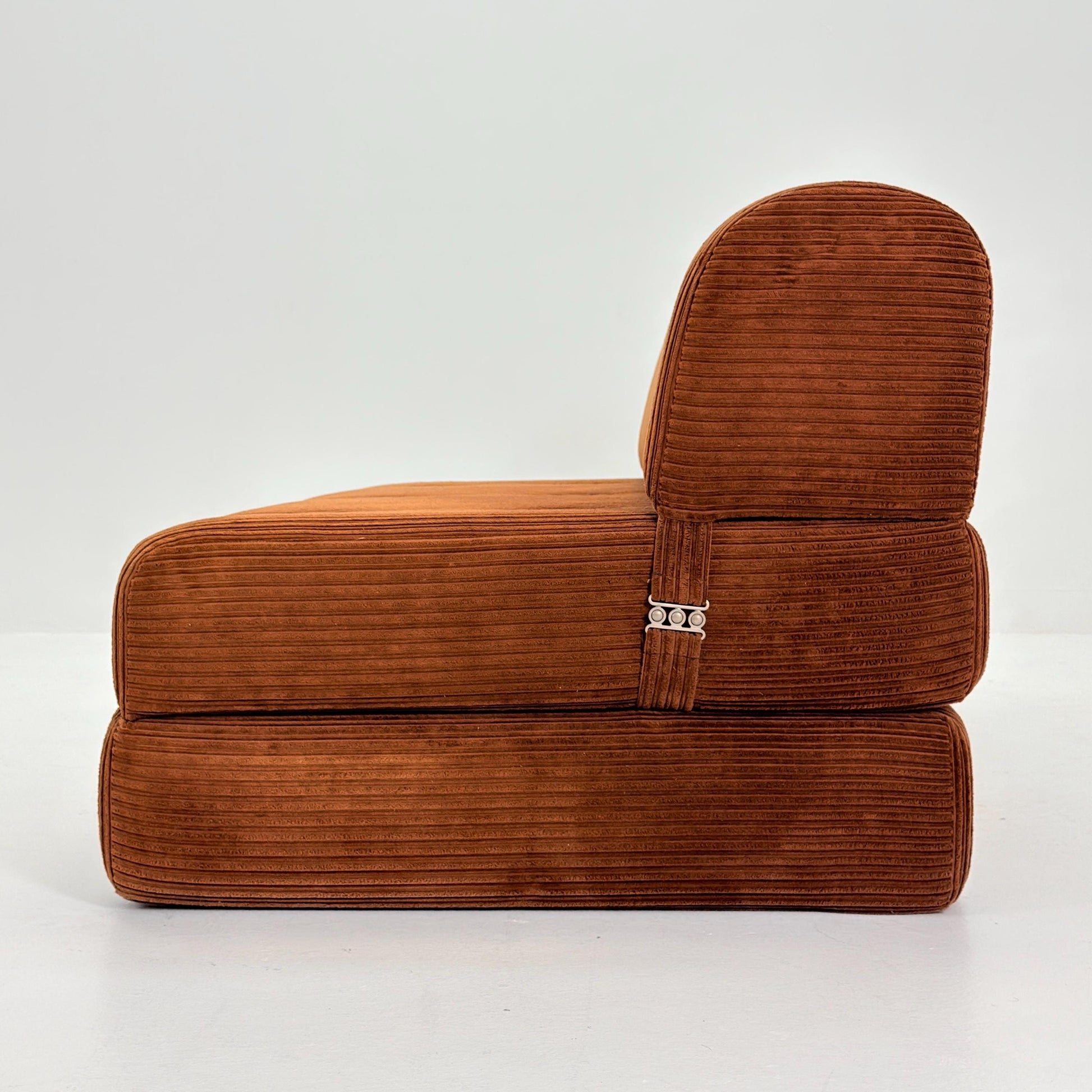 Mid Century Space Age brown velvet cord day bed / Lounge Sofa-Bed by IKEA, Sweden | 1980s