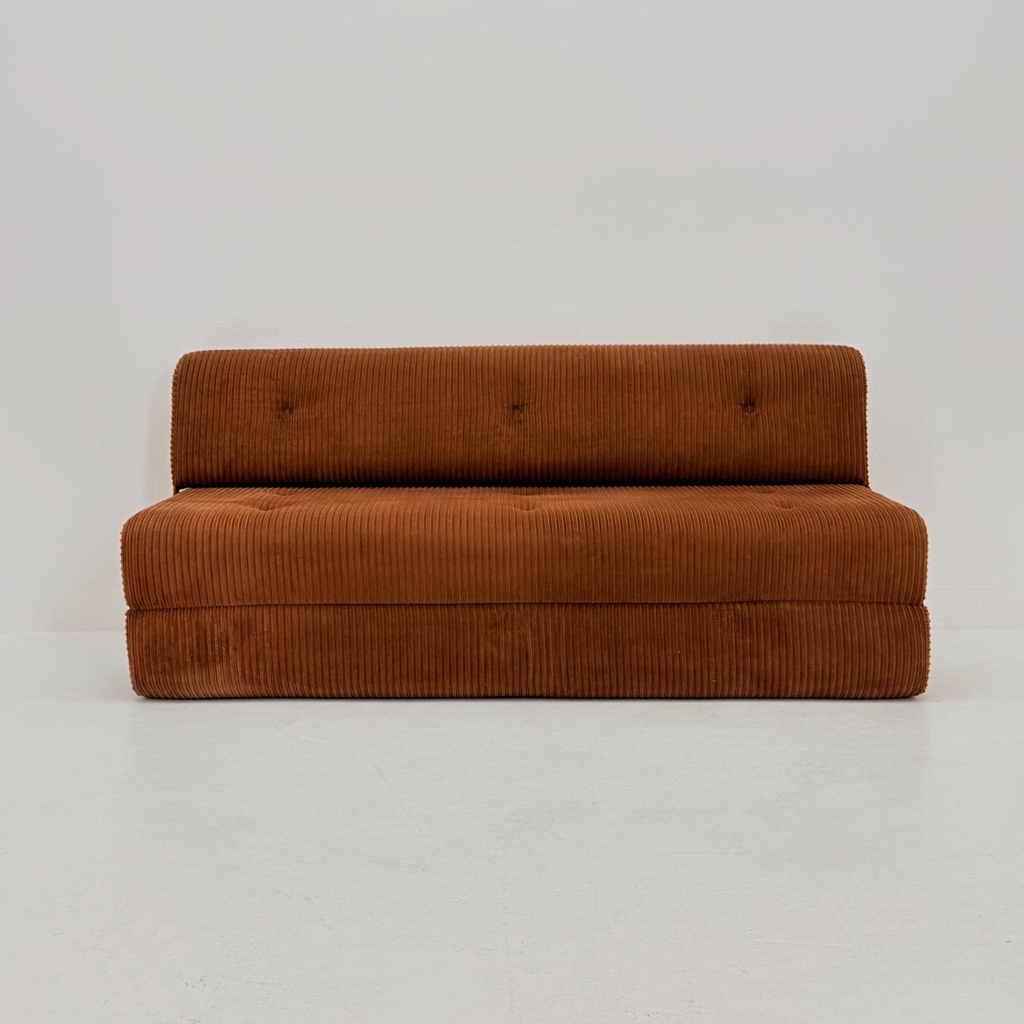 Mid Century Space Age brown velvet cord day bed / Lounge Sofa-Bed by IKEA, Sweden | 1980s