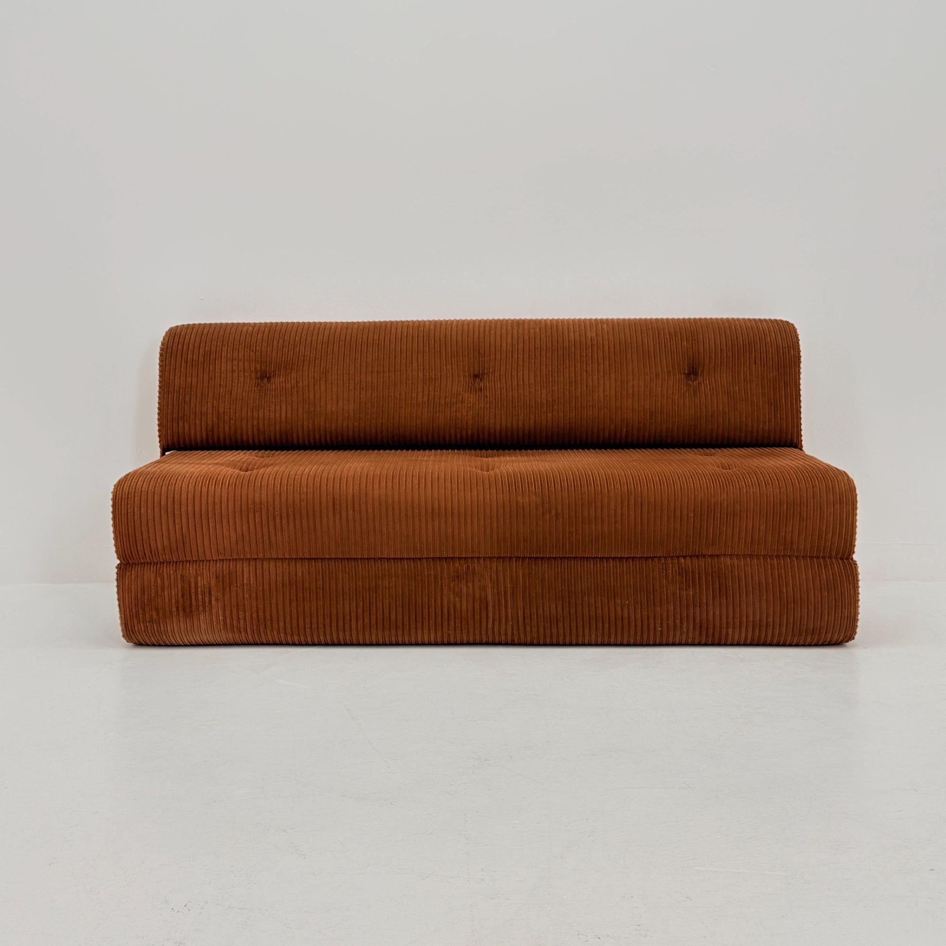 Mid Century Space Age brown velvet cord day bed / Lounge Sofa-Bed by IKEA, Sweden | 1980s