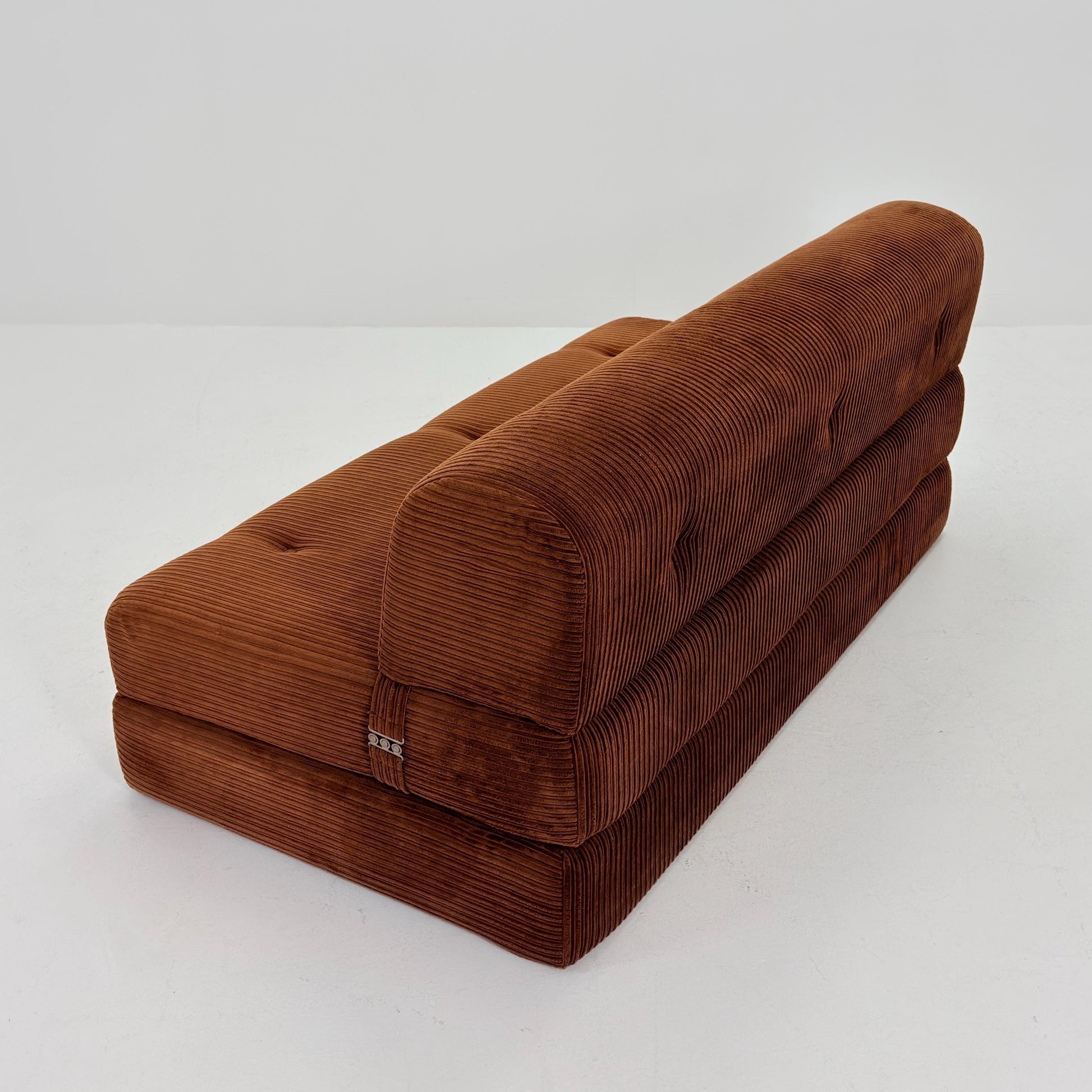 Mid Century Space Age brown velvet cord day bed / Lounge Sofa-Bed by IKEA, Sweden | 1980s