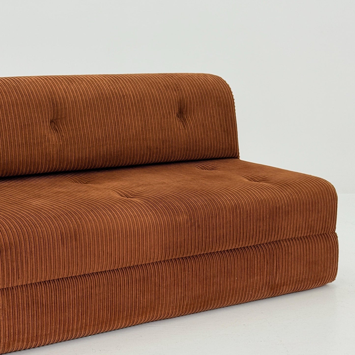 Mid Century Space Age brown velvet cord day bed / Lounge Sofa-Bed by IKEA, Sweden | 1980s