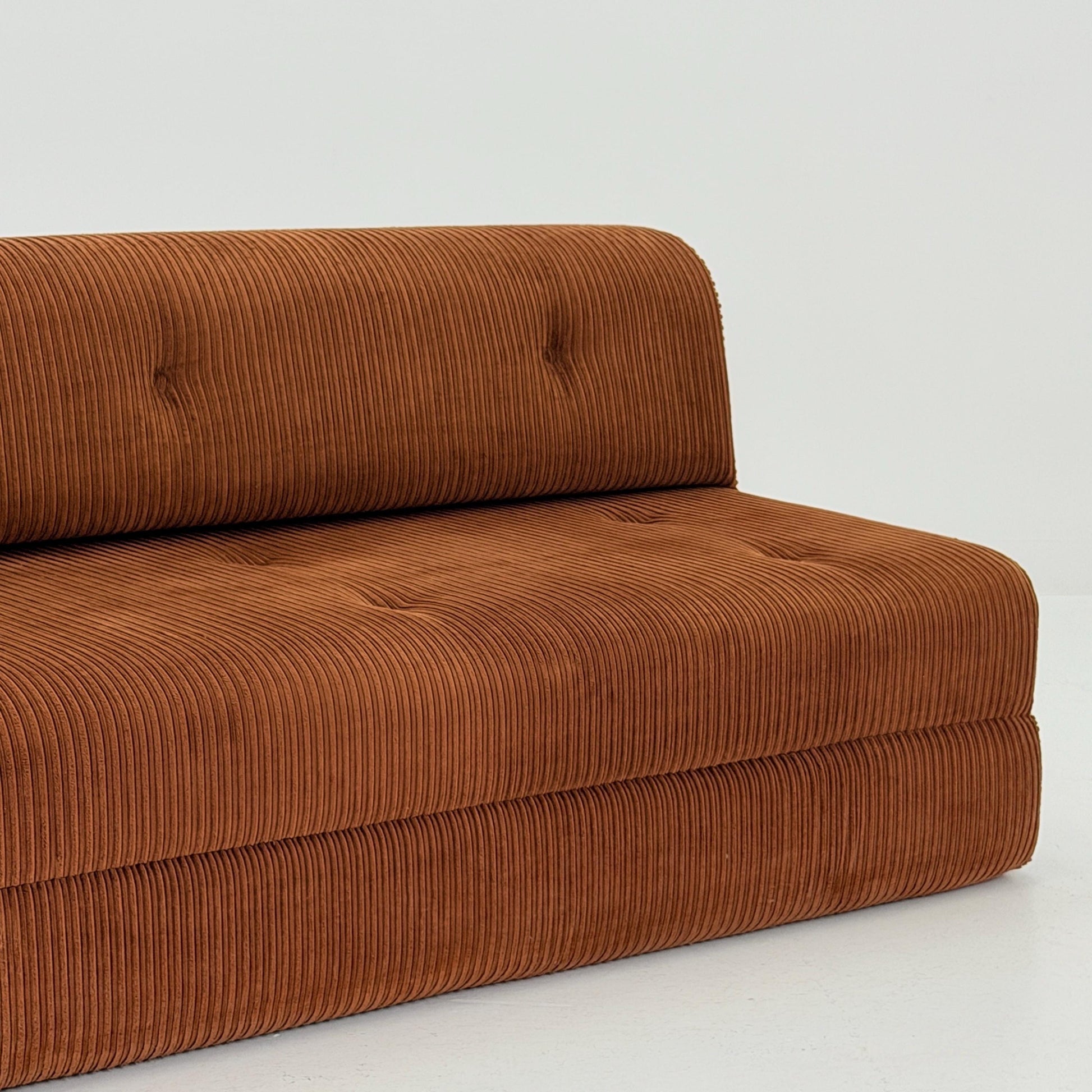 Mid Century Space Age brown velvet cord day bed / Lounge Sofa-Bed by IKEA, Sweden | 1980s