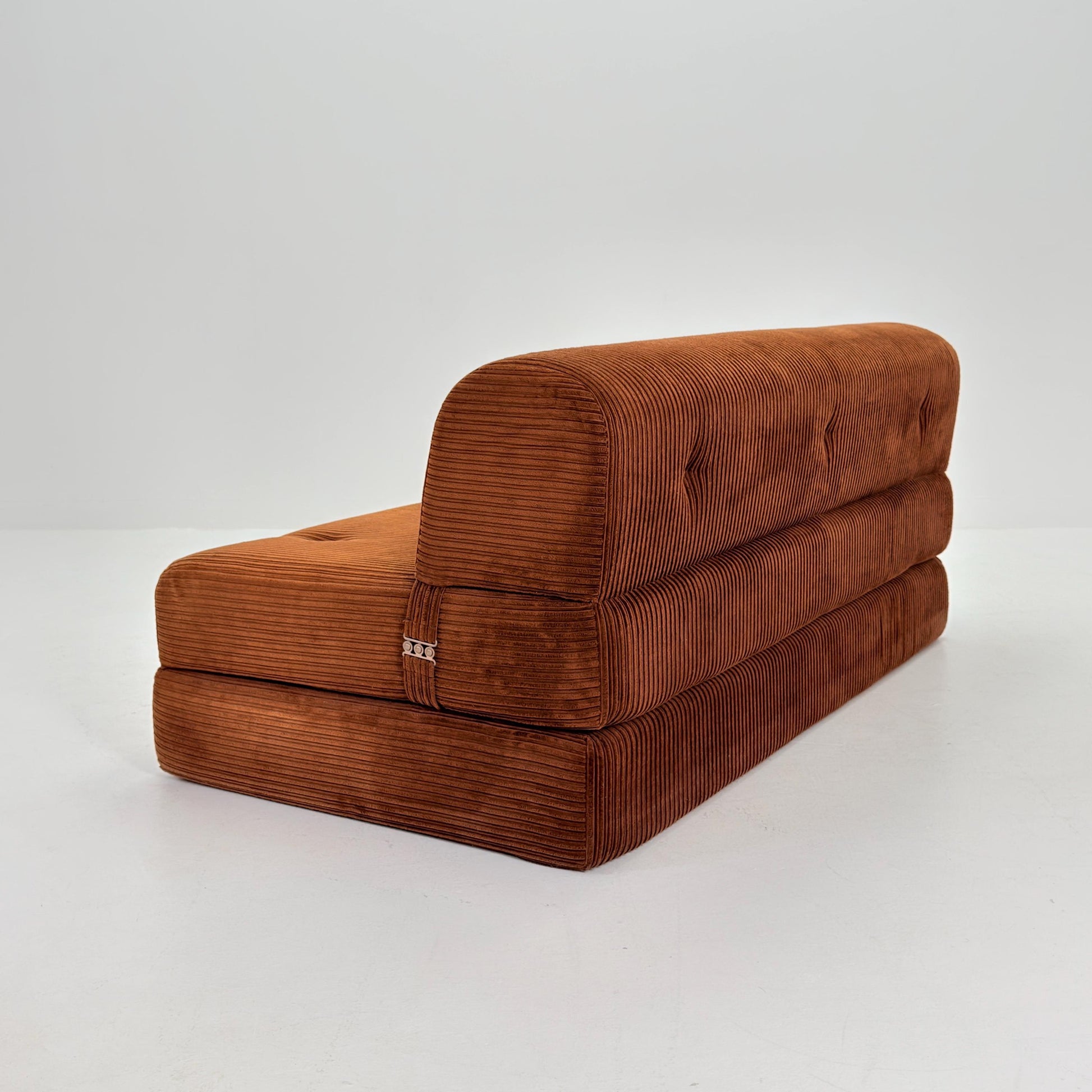 Mid Century Space Age brown velvet cord day bed / Lounge Sofa-Bed by IKEA, Sweden | 1980s