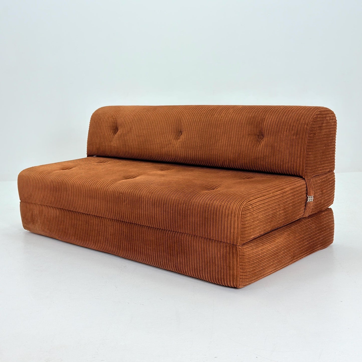 Mid Century Space Age brown velvet cord day bed / Lounge Sofa-Bed by IKEA, Sweden | 1980s