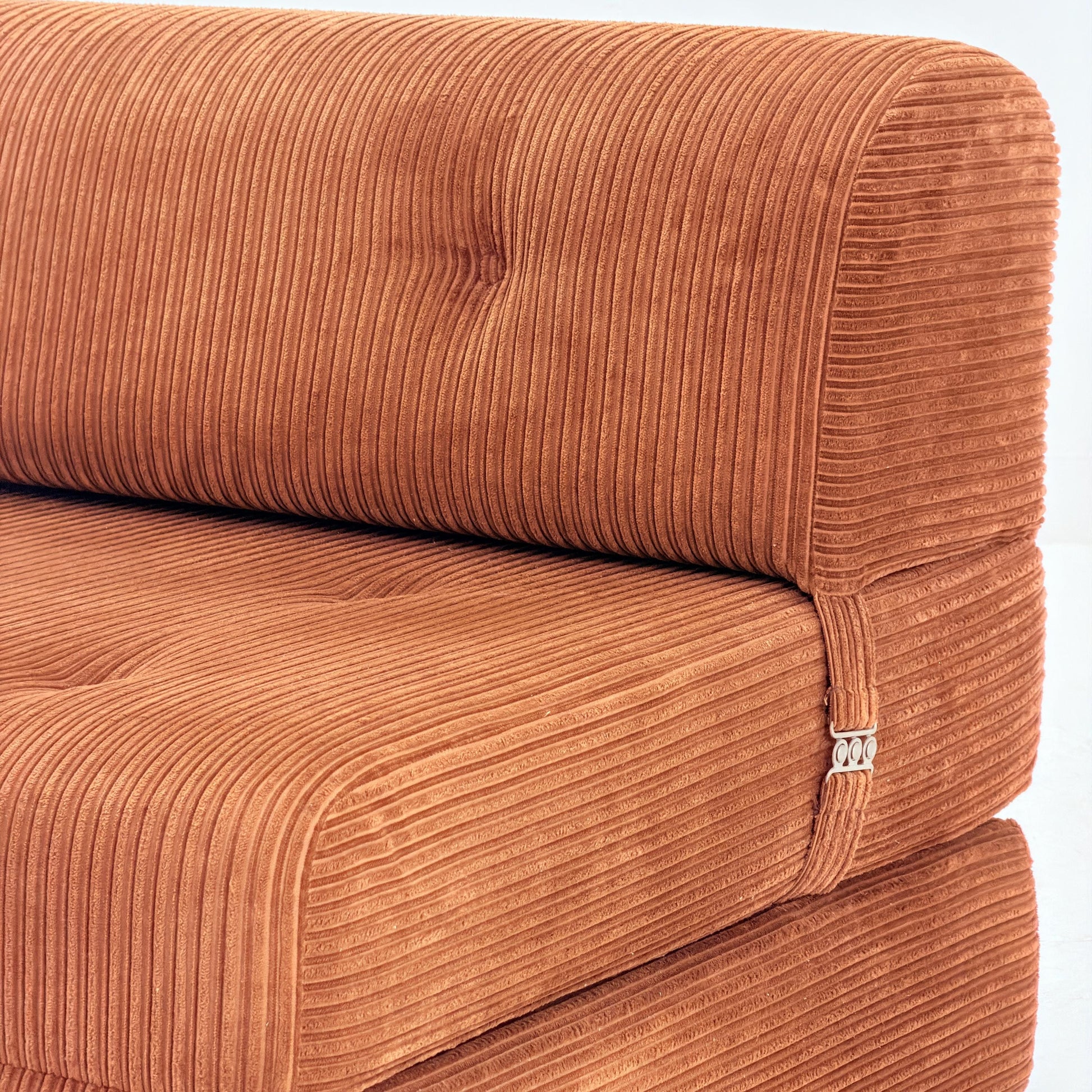 Mid Century Space Age brown velvet cord day bed / Lounge Sofa-Bed by IKEA, Sweden | 1980s