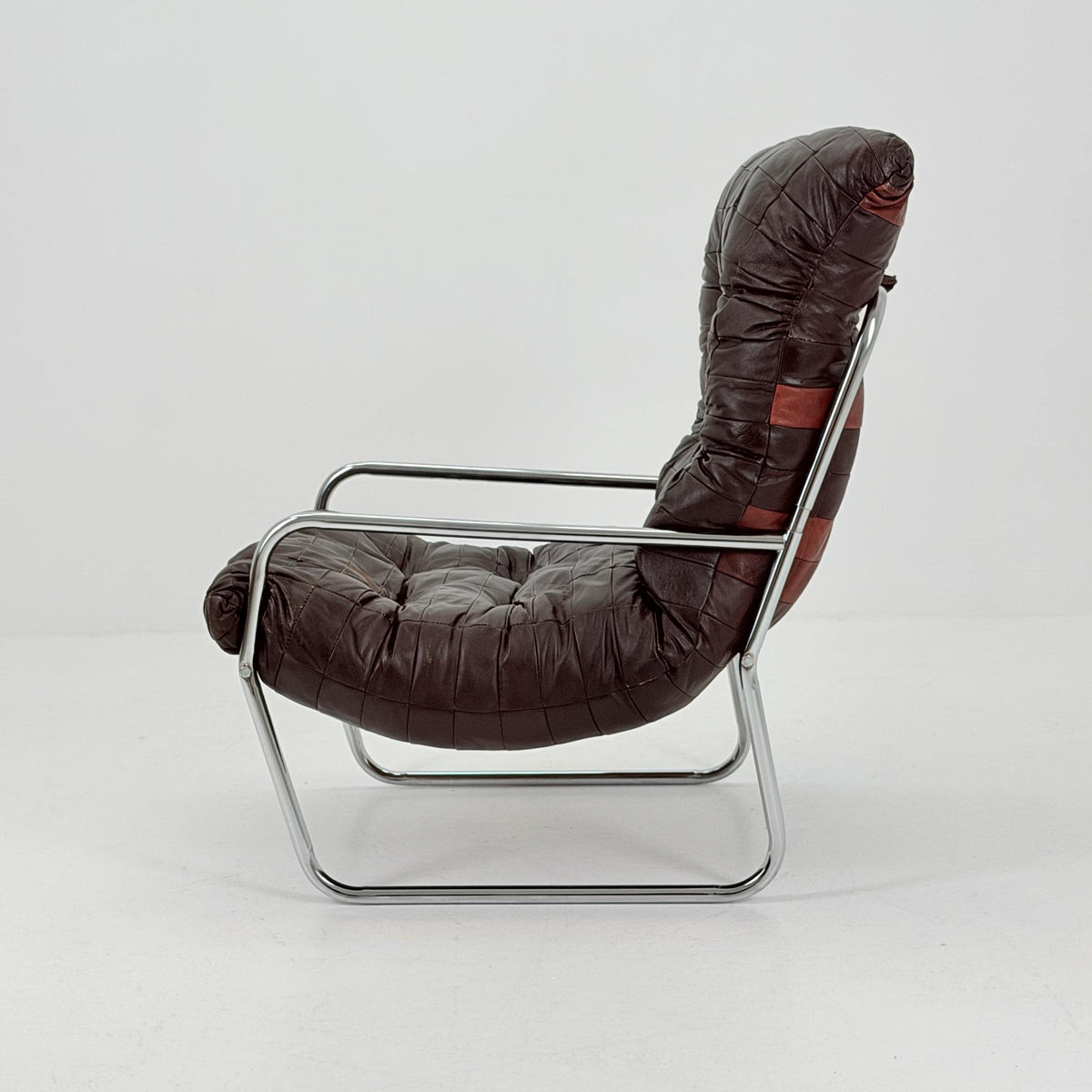 Mid-century sling brown leather lounge chair by Peter Hoyte, 1960s