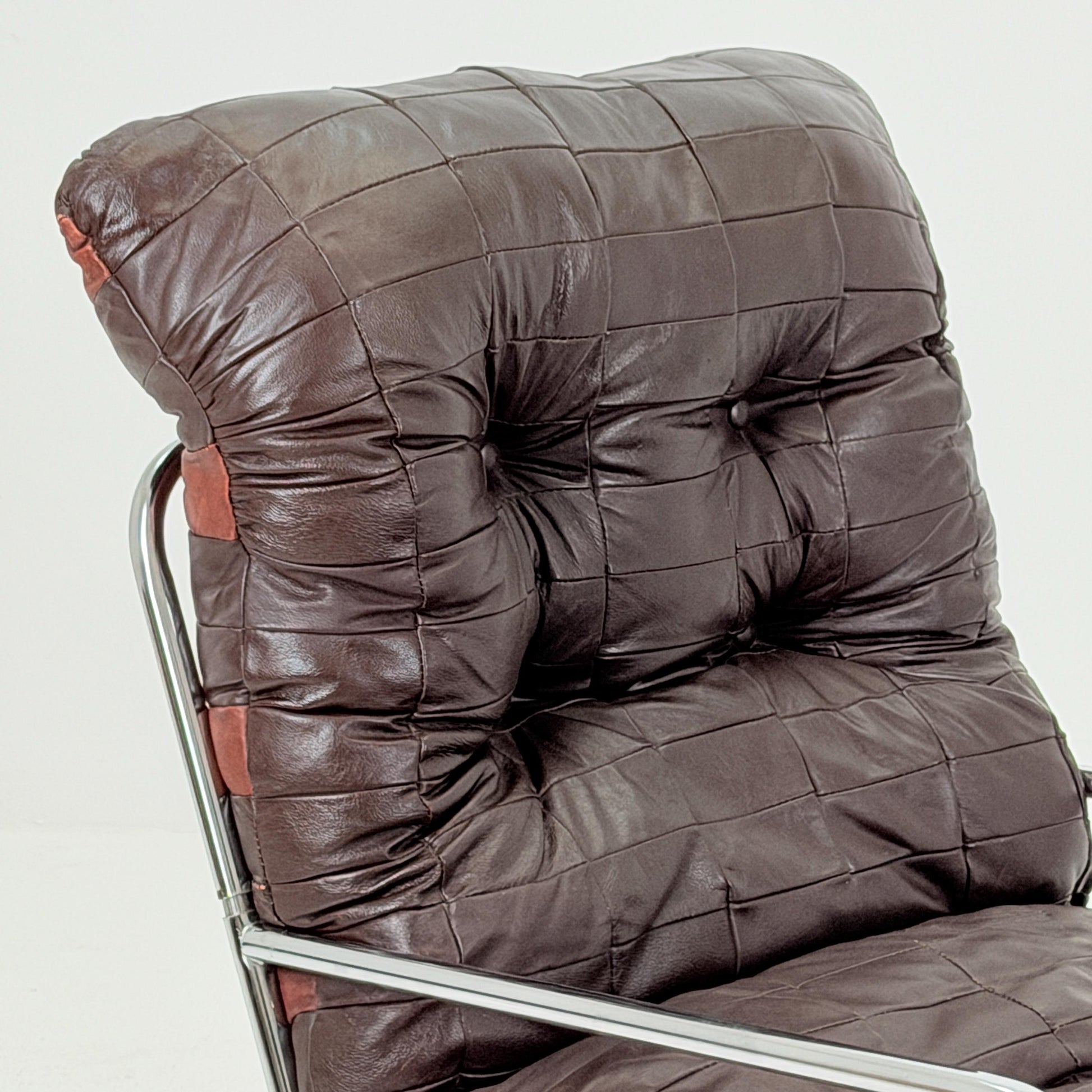 Mid-century sling brown leather lounge chair by Peter Hoyte, 1960s
