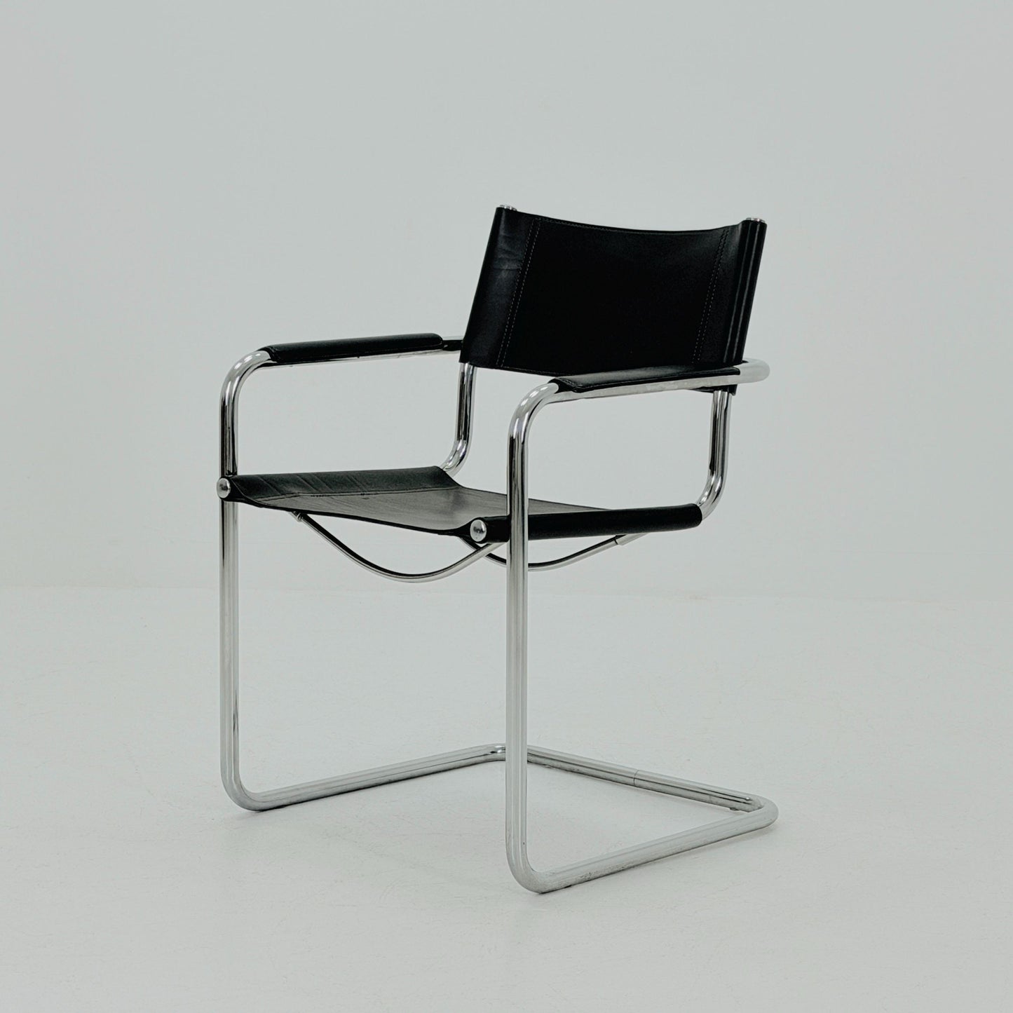 Mid-Century Bauhaus S34 black leather Armchair by Centro Studio Italy, 1980s
