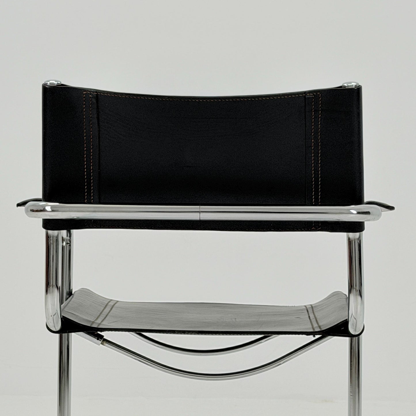 Mid-Century Bauhaus S34 black leather Armchair by Centro Studio Italy, 1980s