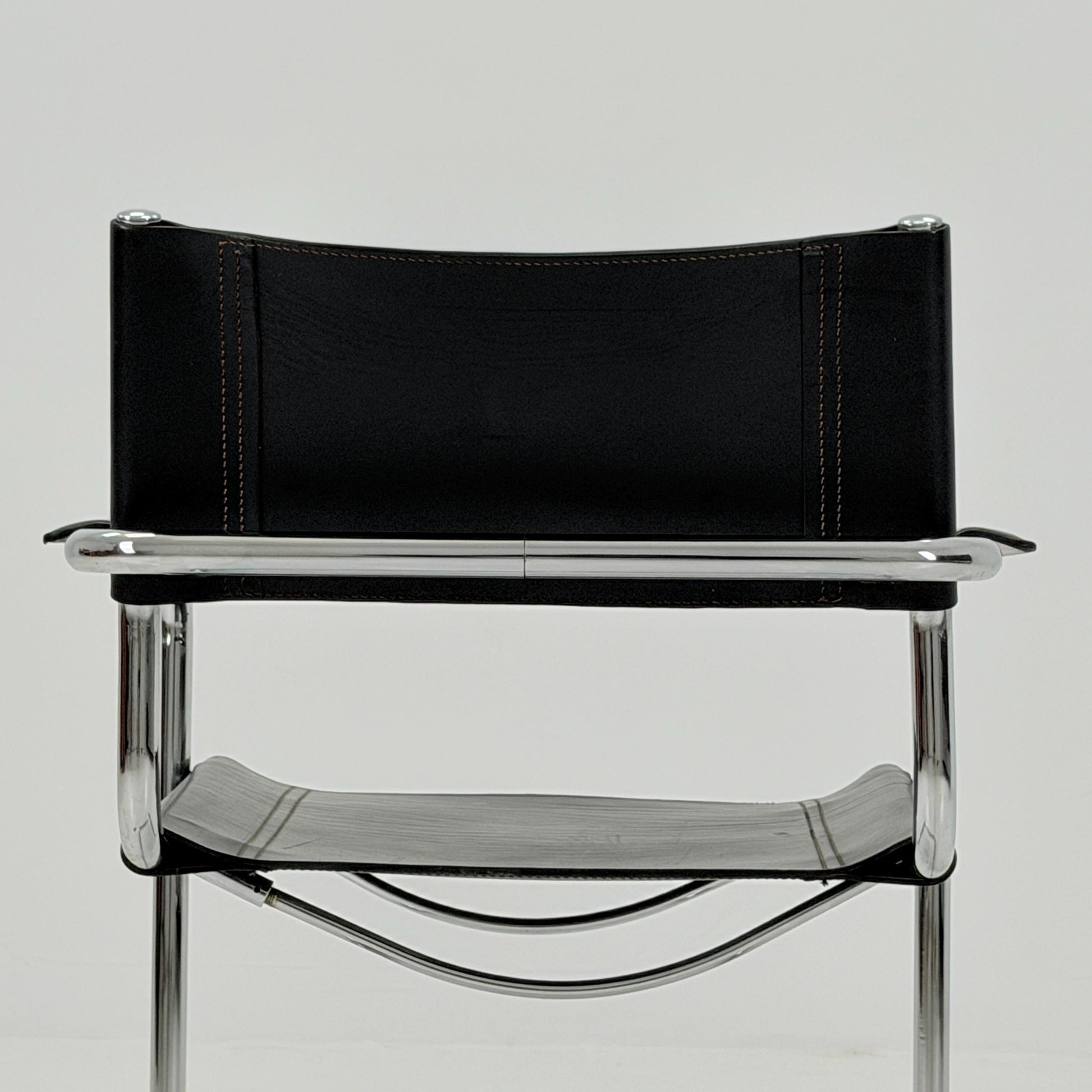 Mid-Century Bauhaus S34 black leather Armchair by Centro Studio Italy, 1980s