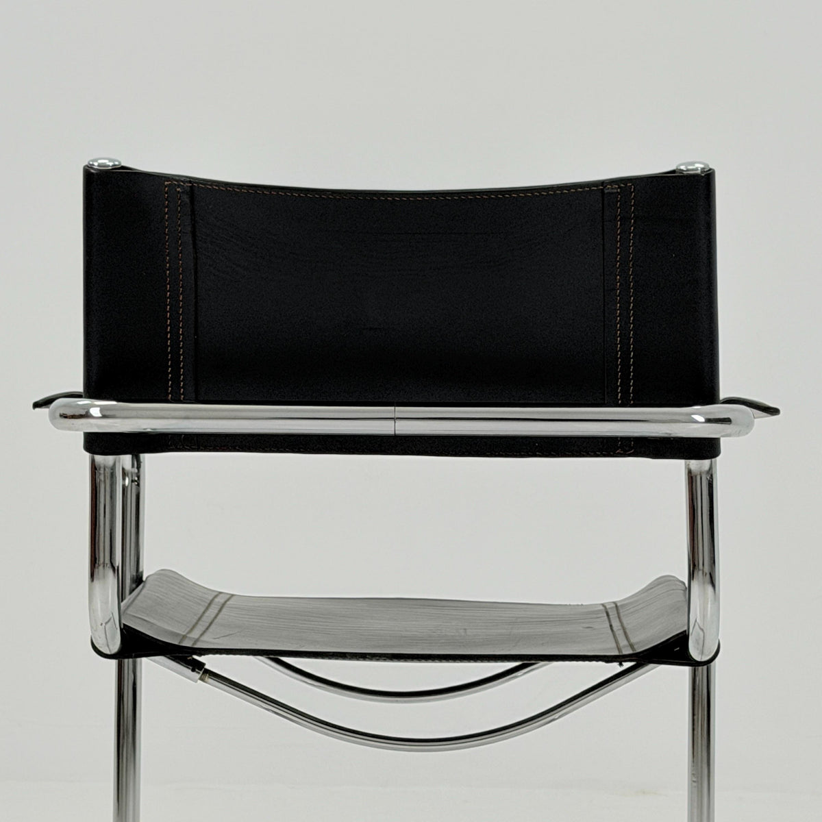 Mid-Century Bauhaus S34 black leather Armchair by Centro Studio Italy, 1980s