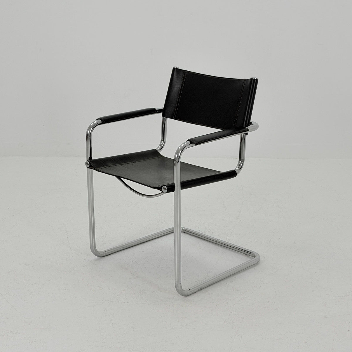 Mid-Century Bauhaus S34 black leather Armchair by Centro Studio Italy, 1980s