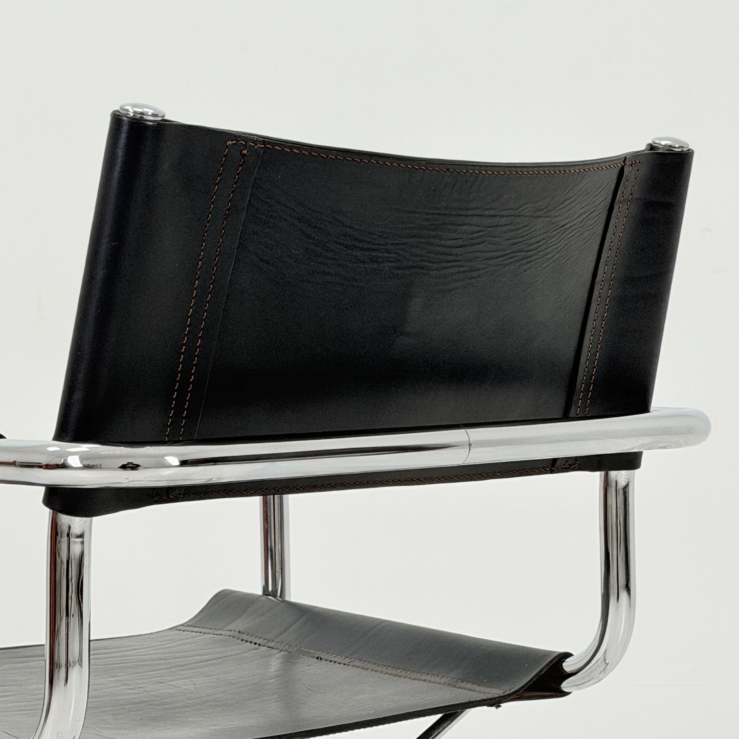 Mid-Century Bauhaus S34 black leather Armchair by Centro Studio Italy, 1980s