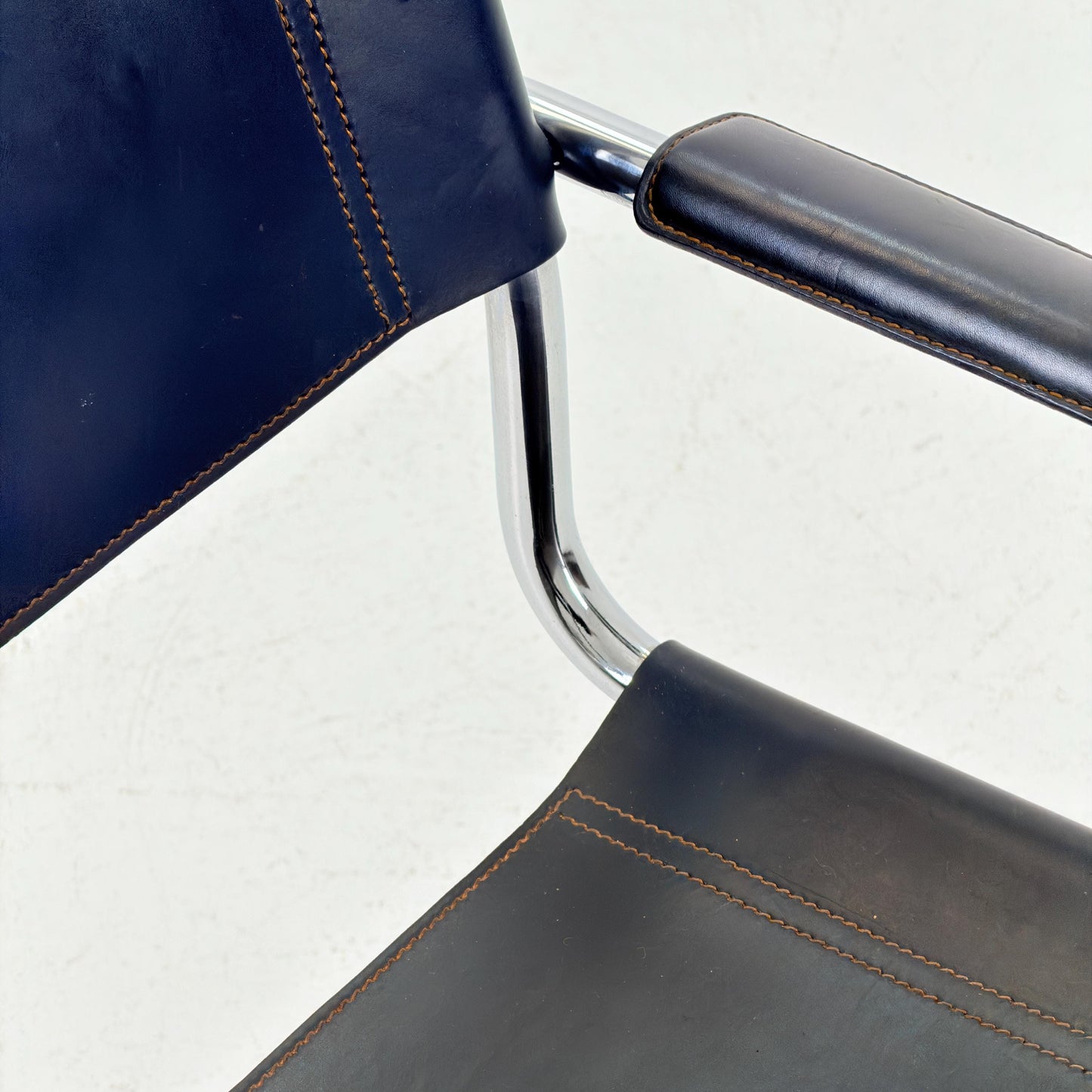 Mid-Century Bauhaus S34 black leather Armchair by Centro Studio Italy, 1980s
