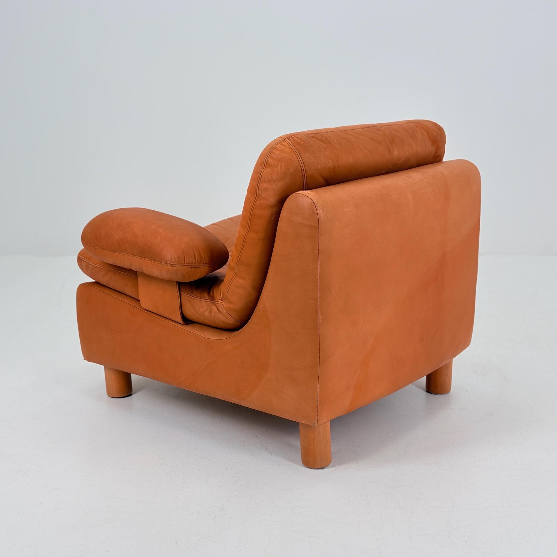 Mid Century Cognac Leather Lounge Chair | 1980s Germany