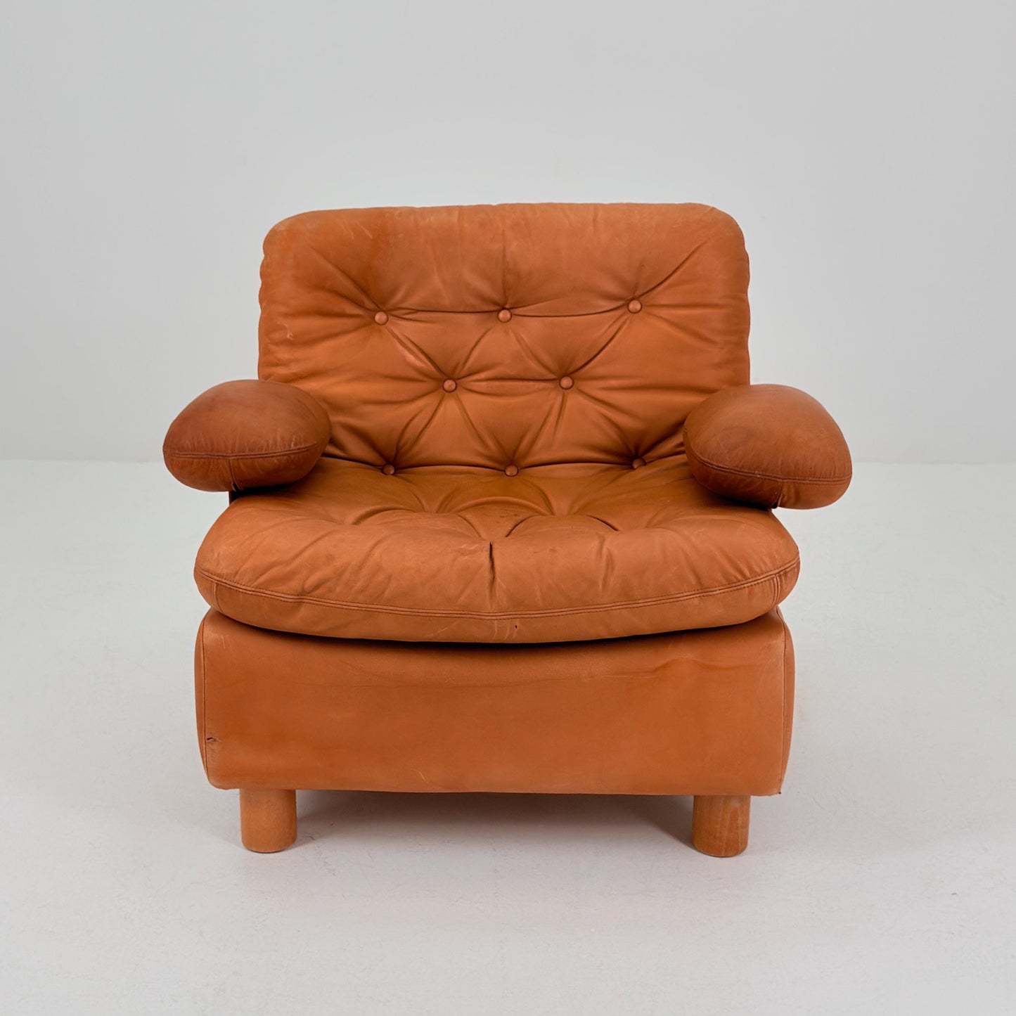 Mid Century Cognac Leather Lounge Chair | 1980s Germany