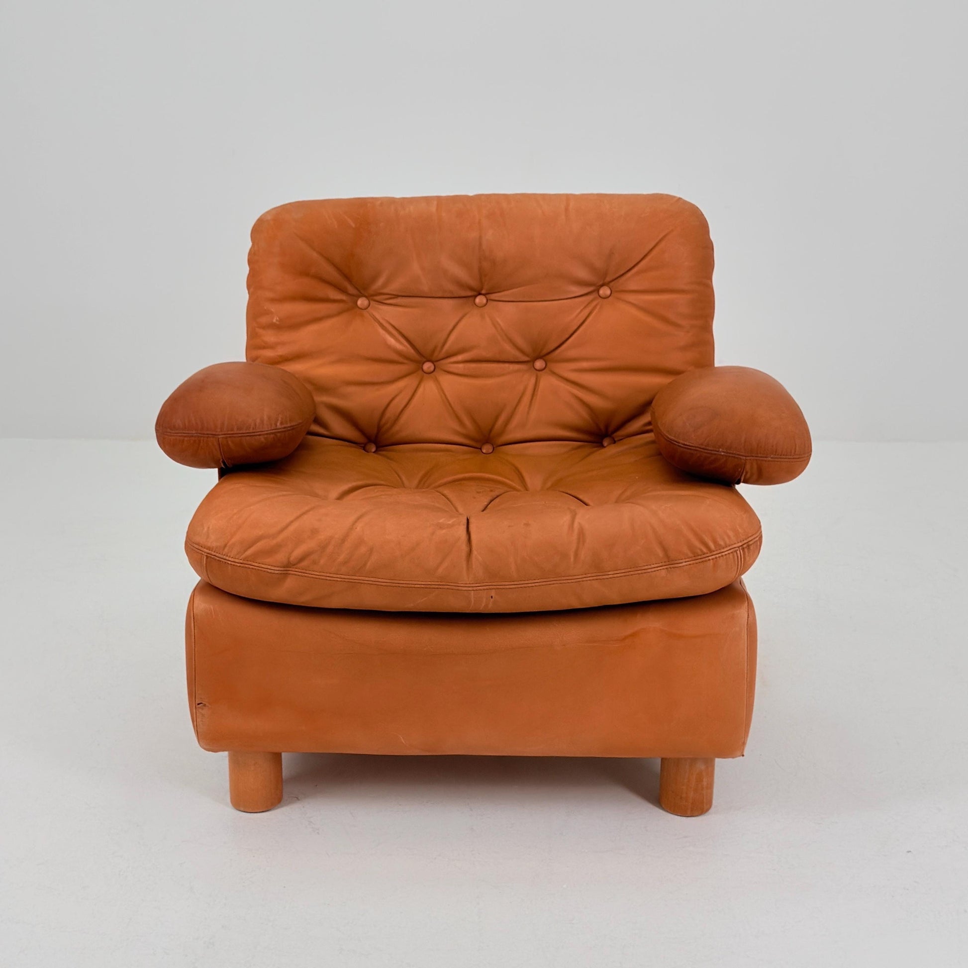 Mid Century Cognac Leather Lounge Chair | 1980s Germany