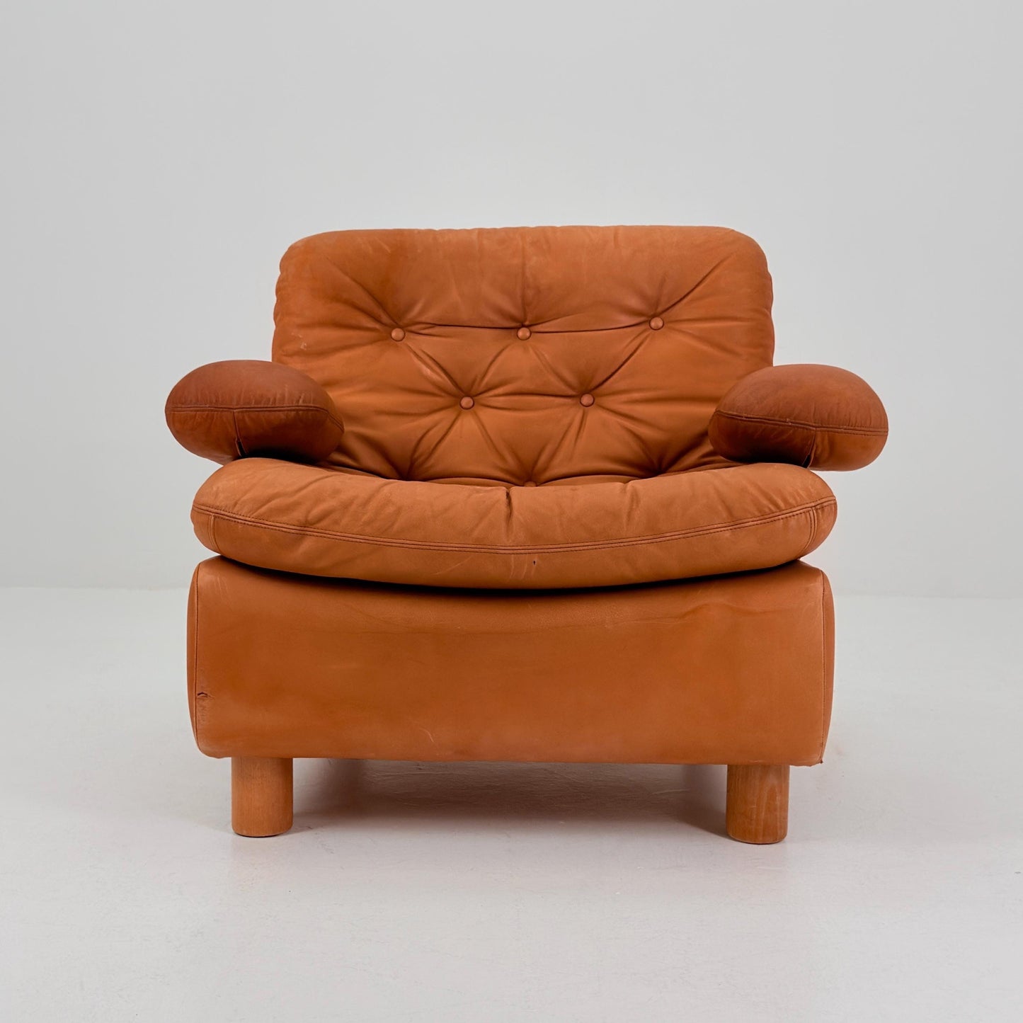 Mid Century Cognac Leather Lounge Chair | 1980s Germany