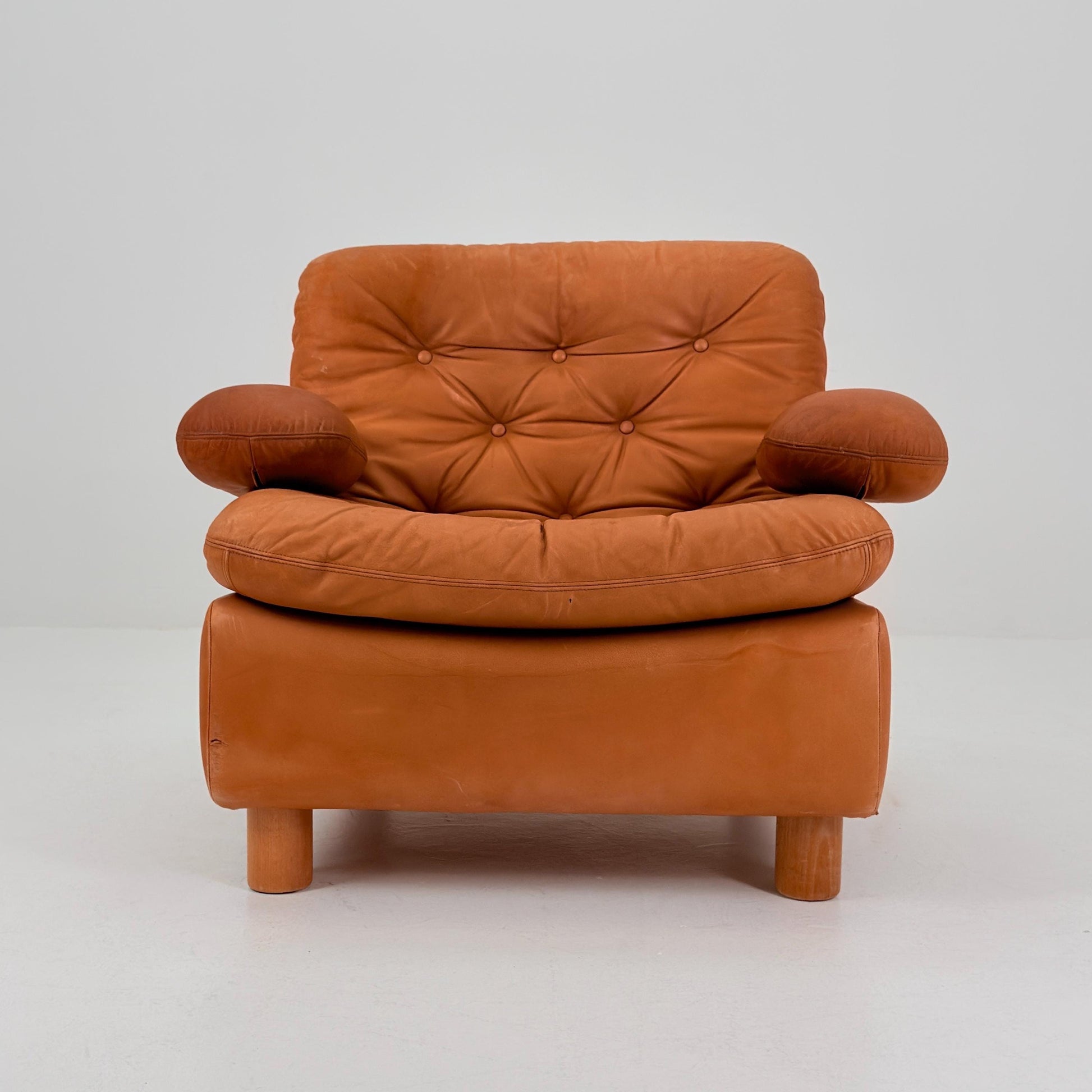 Mid Century Cognac Leather Lounge Chair | 1980s Germany