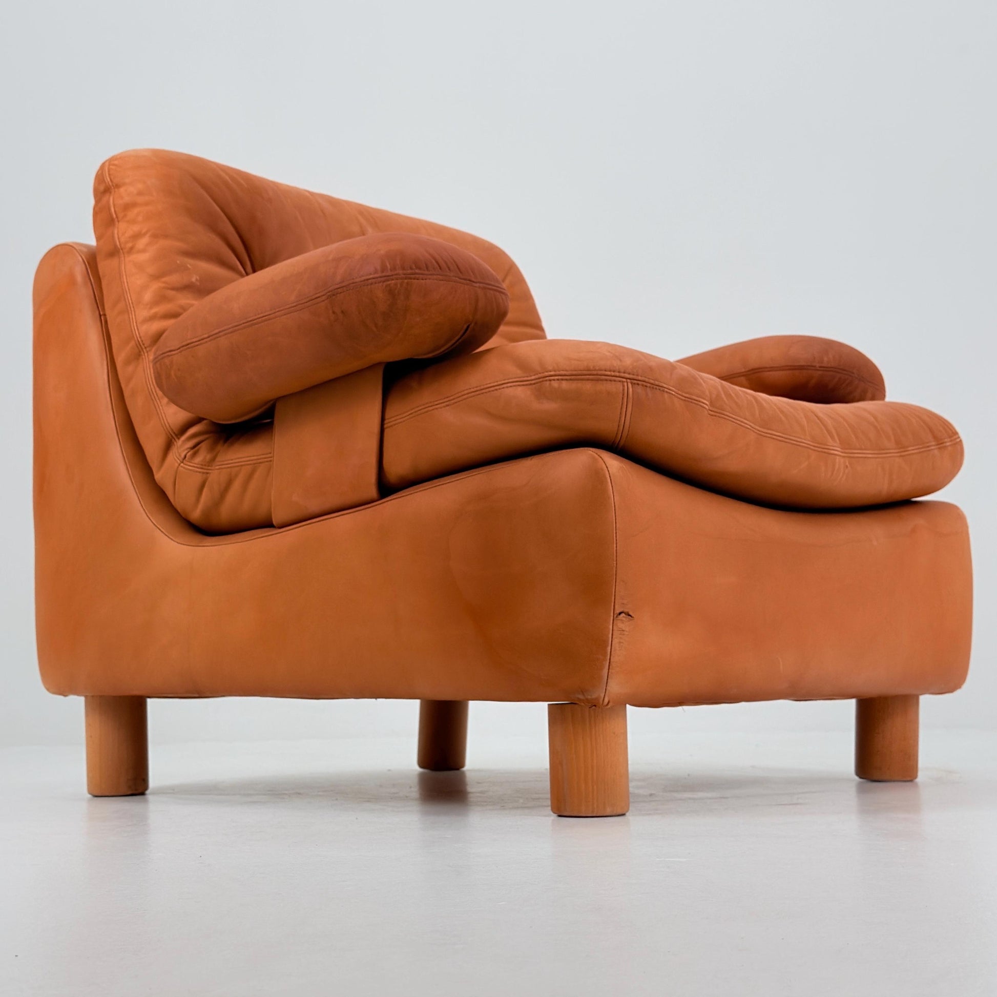 Mid Century Cognac Leather Lounge Chair | 1980s Germany