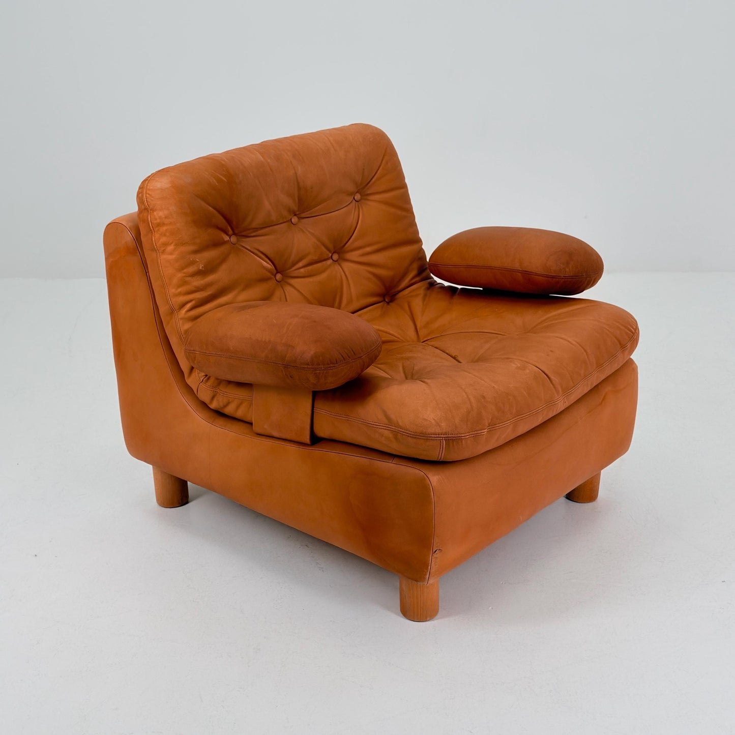 Mid Century Cognac Leather Lounge Chair | 1980s Germany