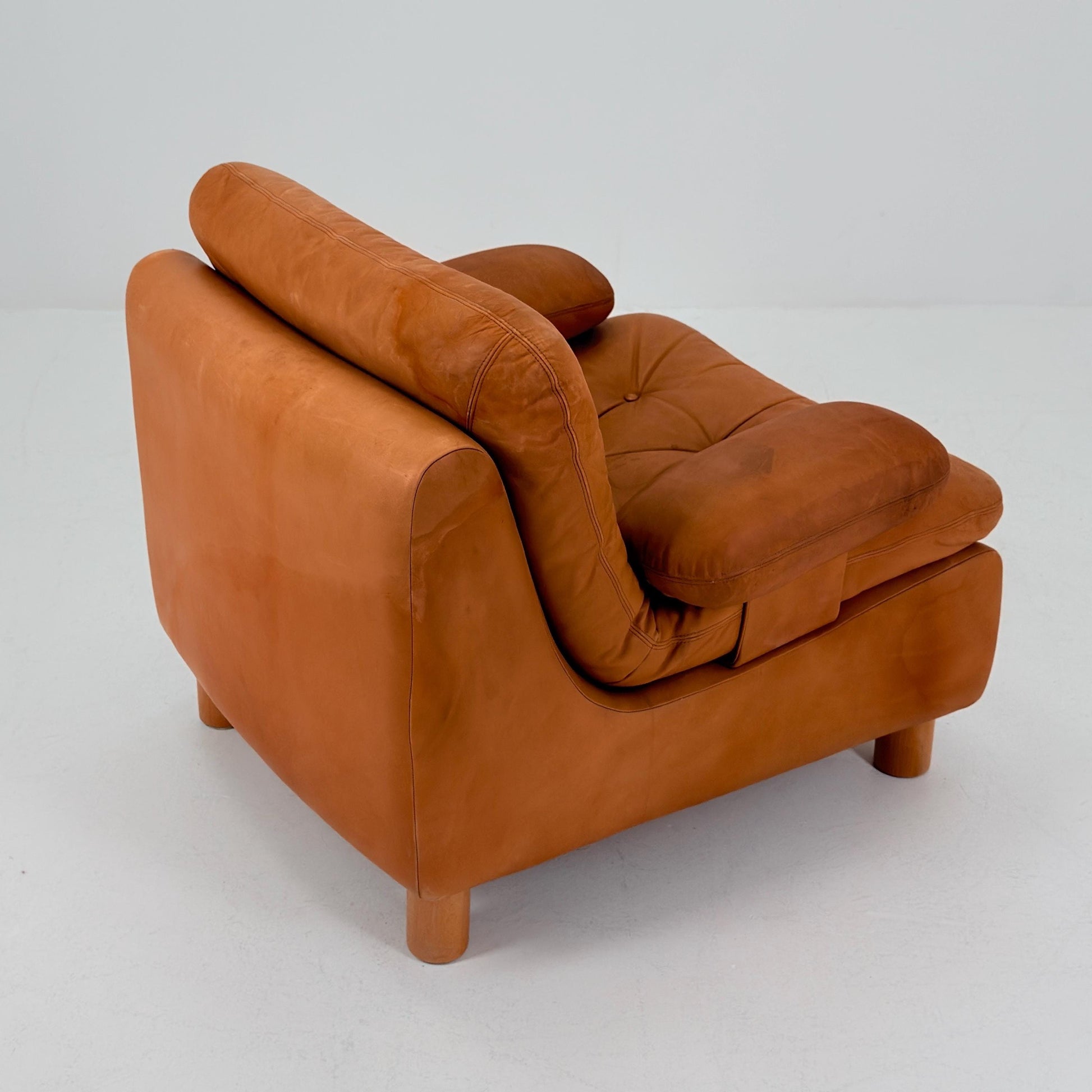 Mid Century Cognac Leather Lounge Chair | 1980s Germany