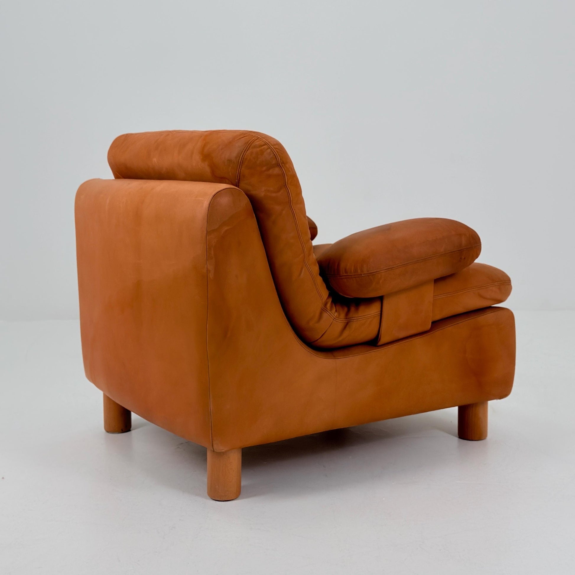 Mid Century Cognac Leather Lounge Chair | 1980s Germany