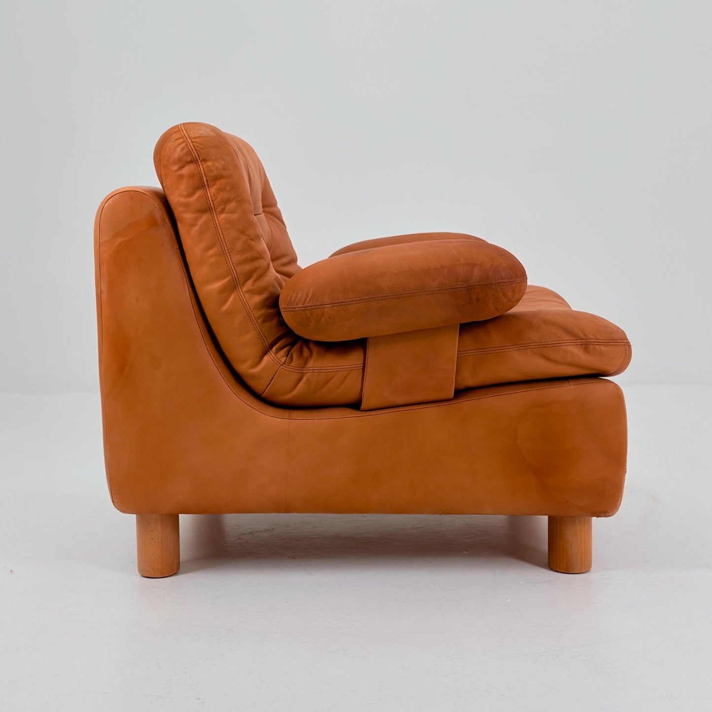 Mid Century Cognac Leather Lounge Chair | 1980s Germany