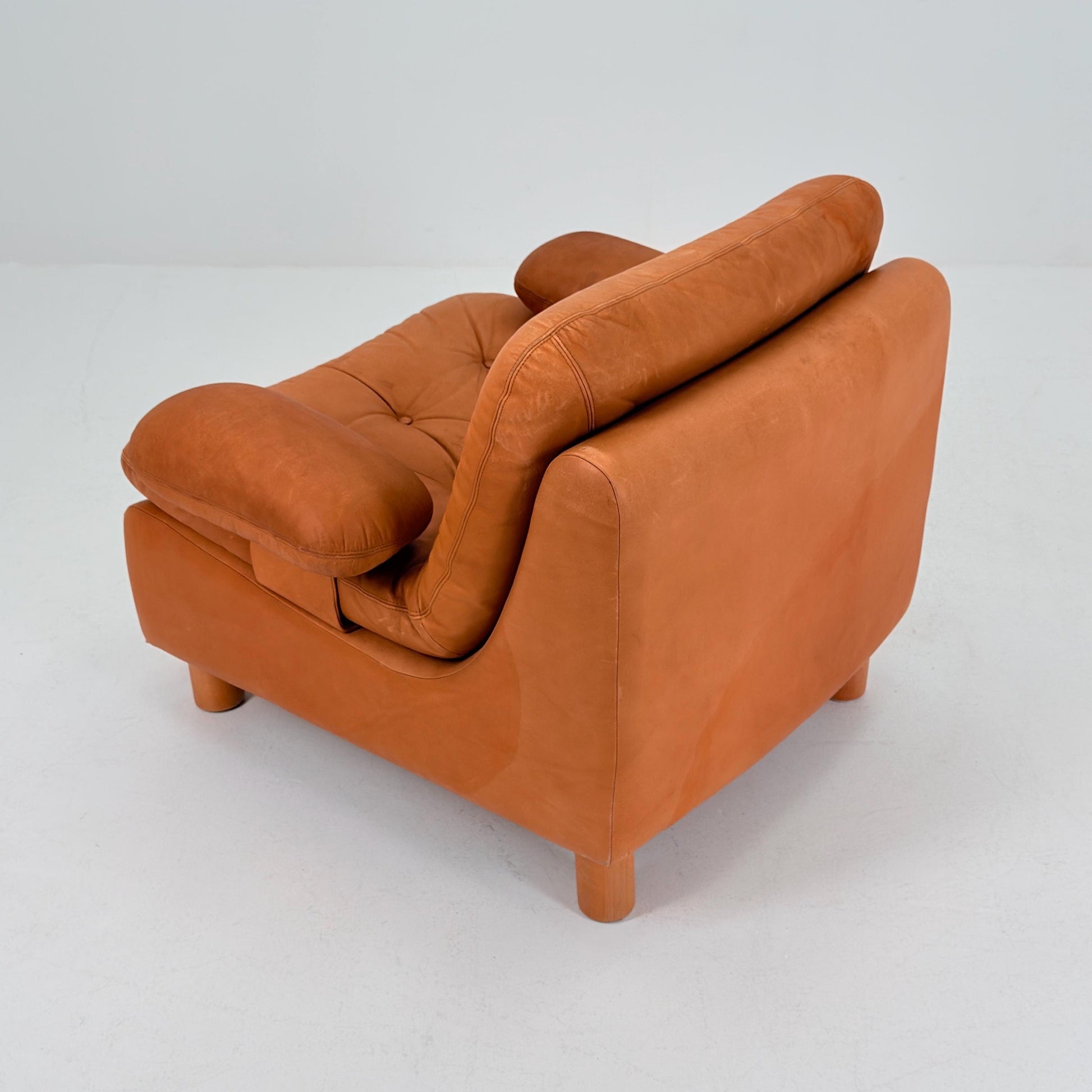 Mid Century Cognac Leather Lounge Chair | 1980s Germany