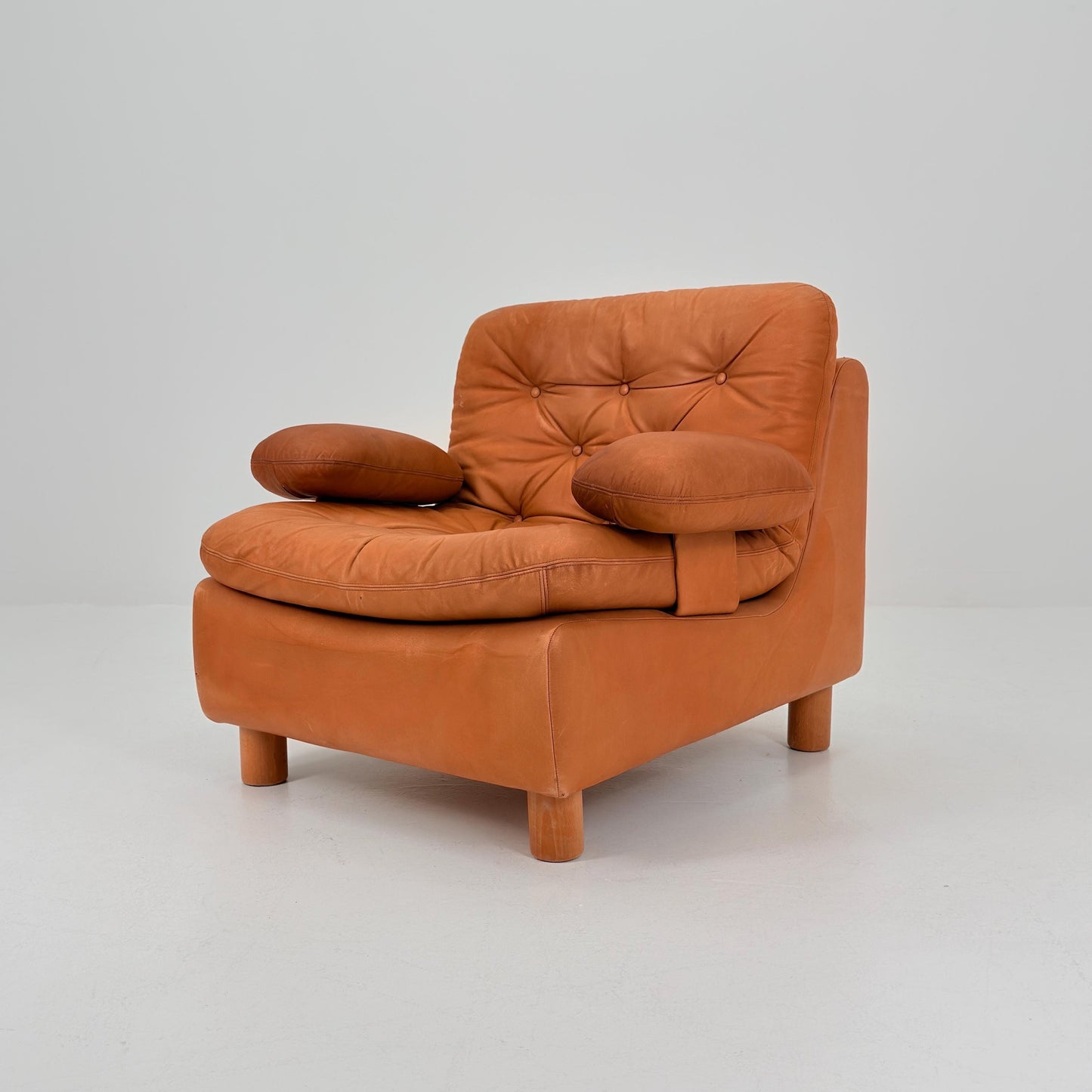 Mid Century Cognac Leather Lounge Chair | 1980s Germany
