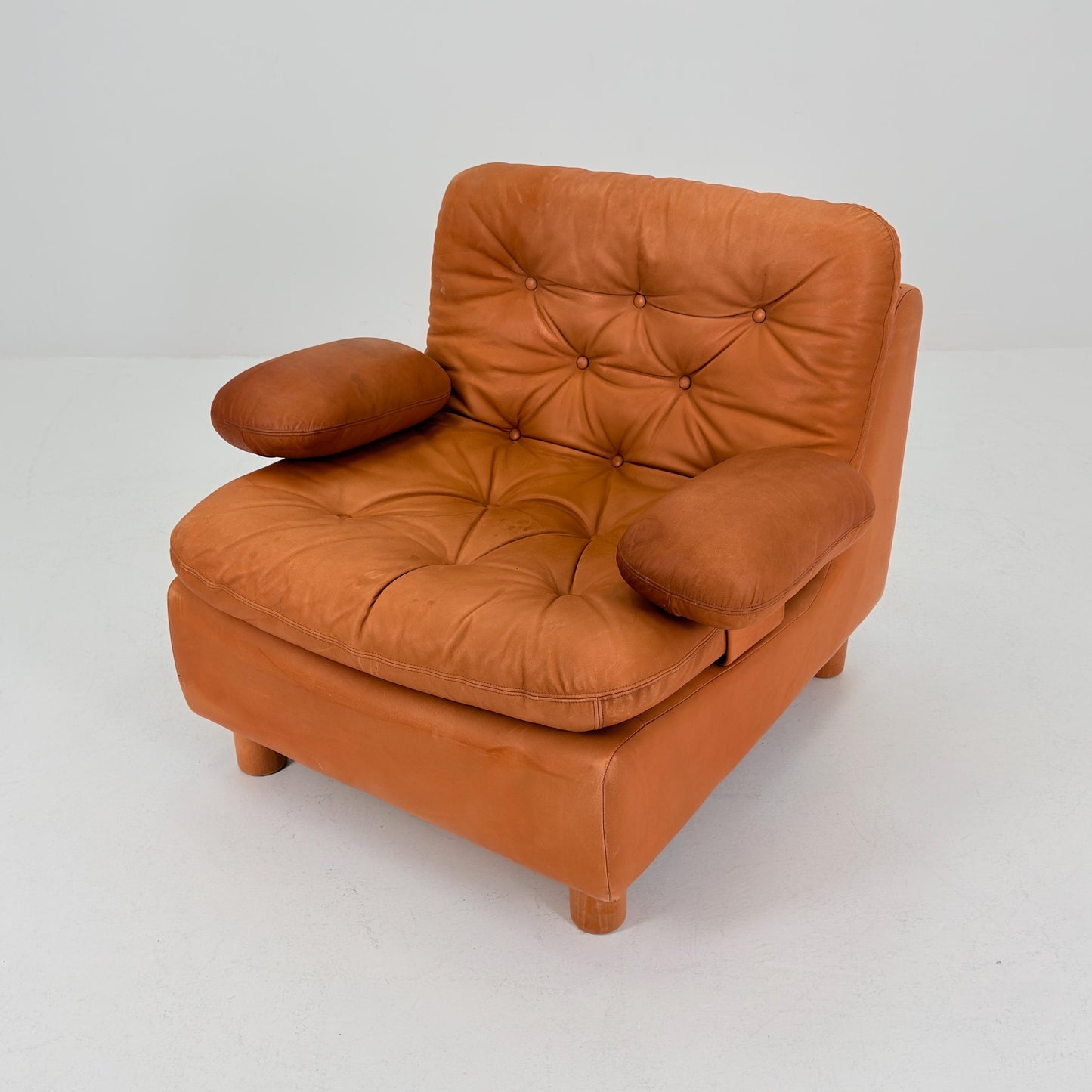 Mid Century Cognac Leather Lounge Chair | 1980s Germany