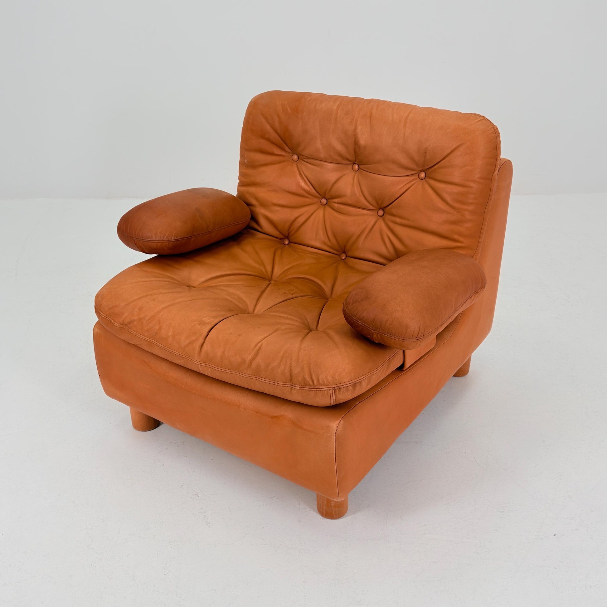 Mid Century Cognac Leather Lounge Chair | 1980s Germany