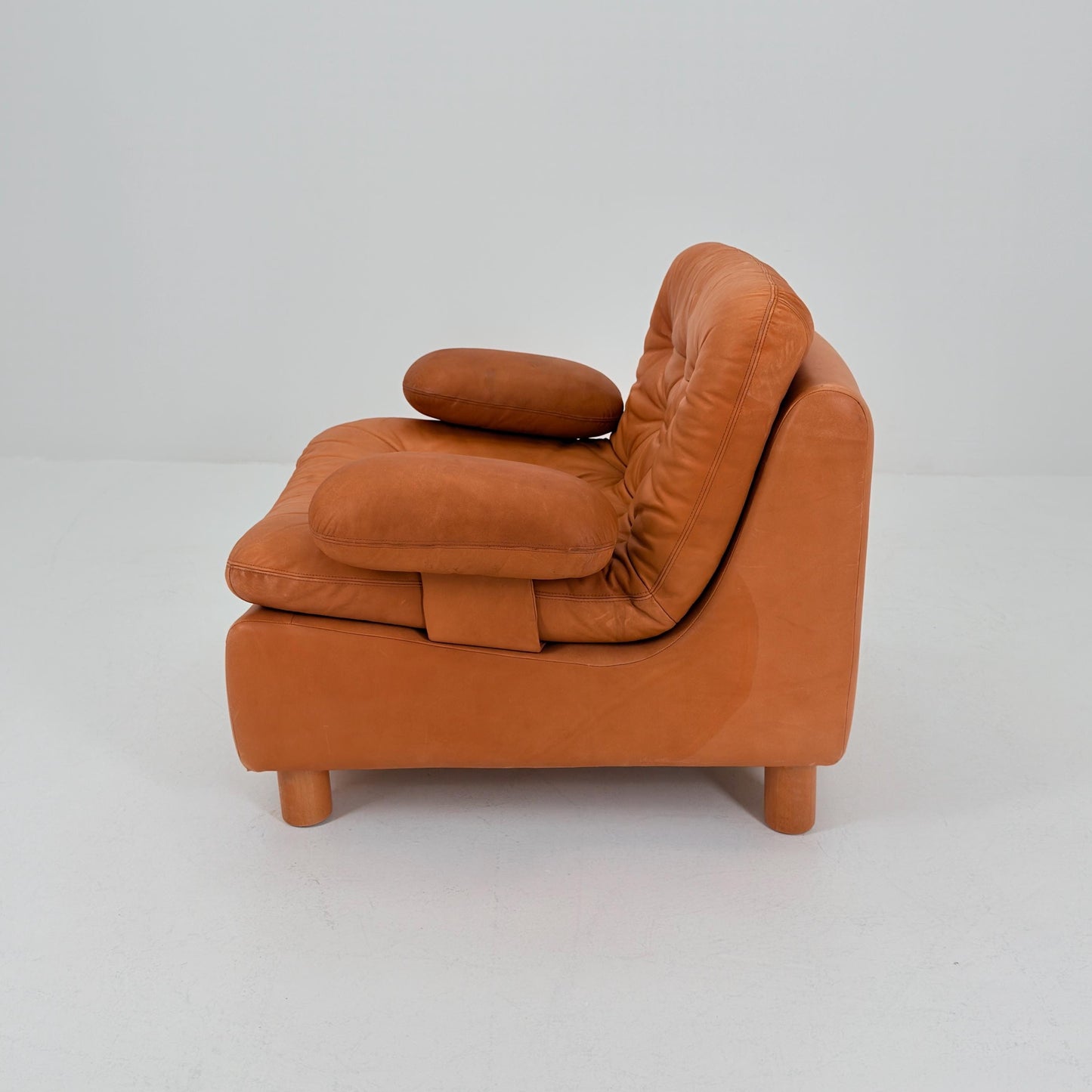 Mid Century Cognac Leather Lounge Chair | 1980s Germany