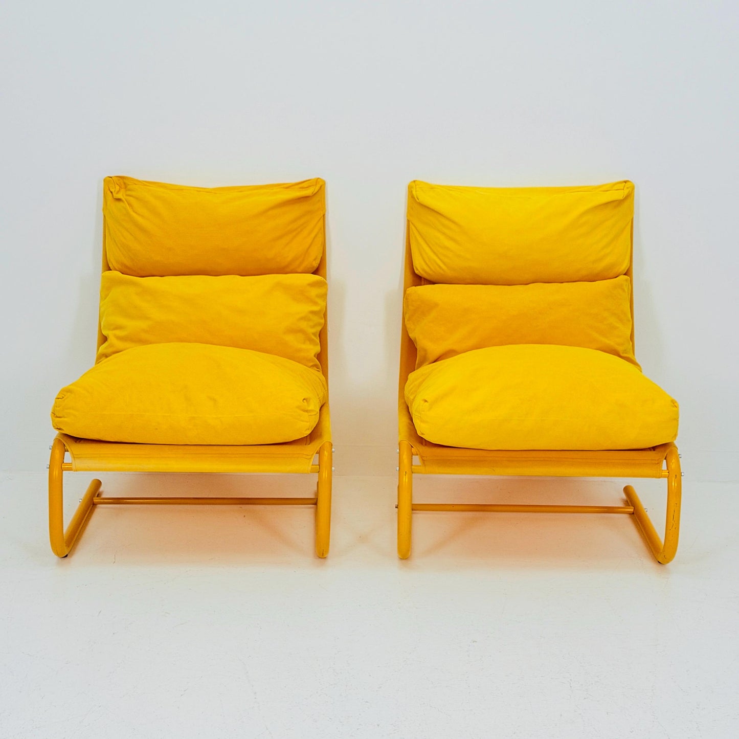 1 of 2 Space age yellow Stuns lounge chairs by Jan Dranger & Johan Huldt for Innovator Sweden 1970s